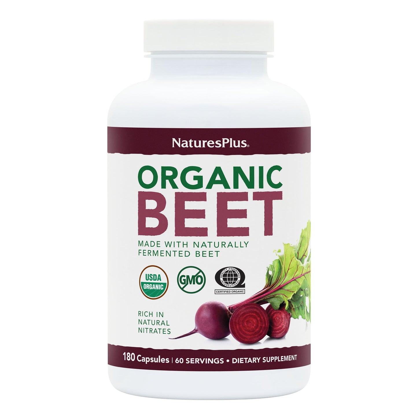 NaturesPlus Organic Beet Capsules 180 Count
