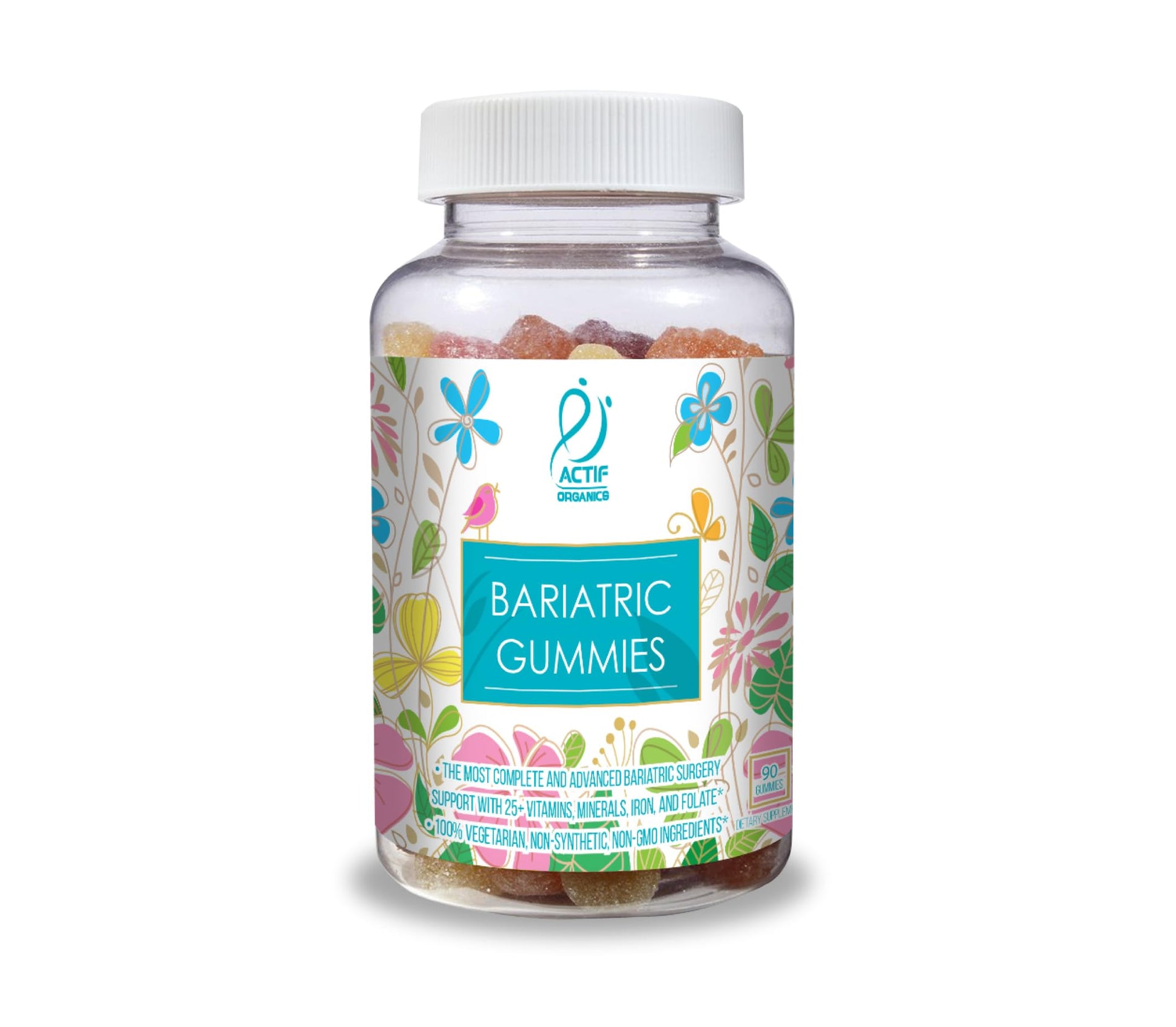ACTIF Organic Bariatric Gummies with 25+ Organic Vitamins and Minerals for Bariatric Surgery, Advanced Formula, 90 Count
