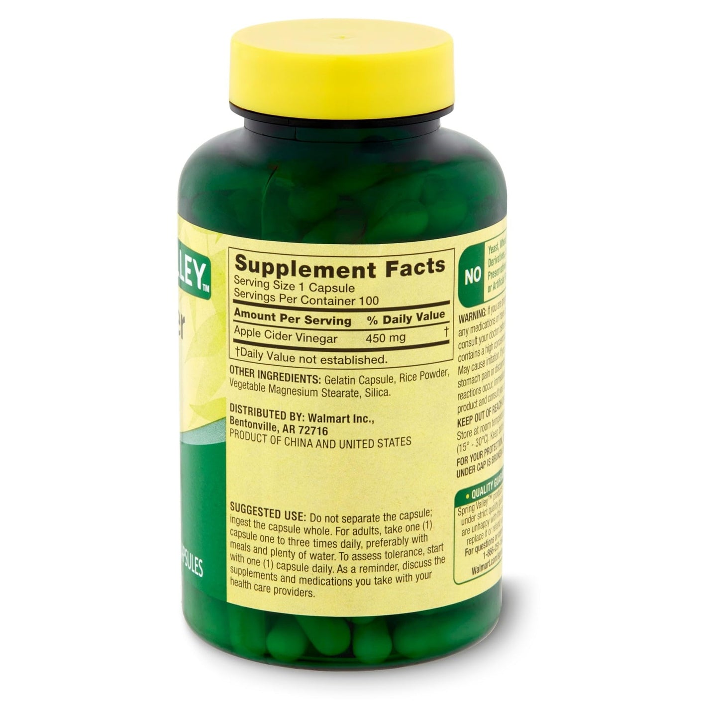 BASKETGOODS Apple Cider Vinegar Capsules 450 mg 100 Count
