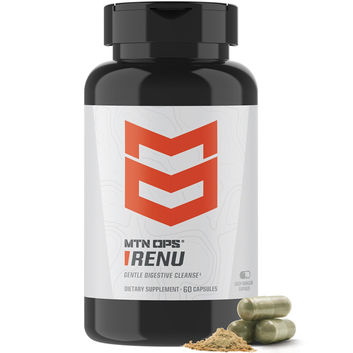MTN OPS Renu Psyllium Husk for Digestive Health Capsules, 60 Count