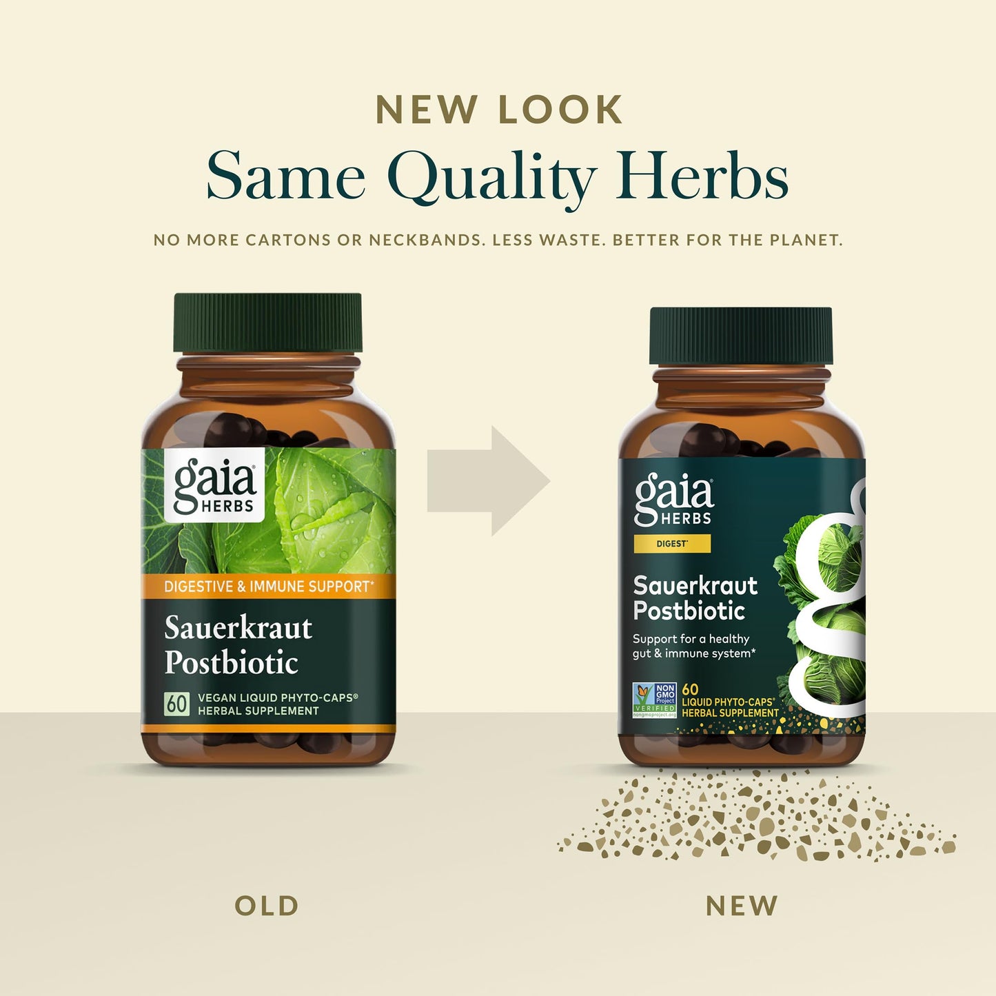 Gaia Herbs Sauerkraut Postbiotic - Gut Health & Immune Support Supplement - Made with Fermented Sauerkraut, 60 Capsules