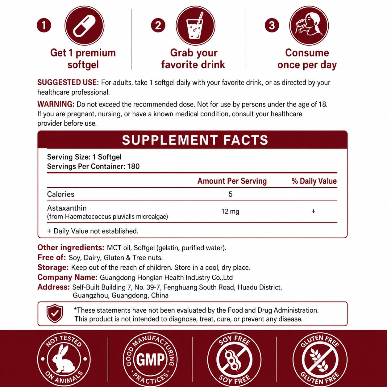 coycozy Astaxanthin 12mg Natural Softgels 180