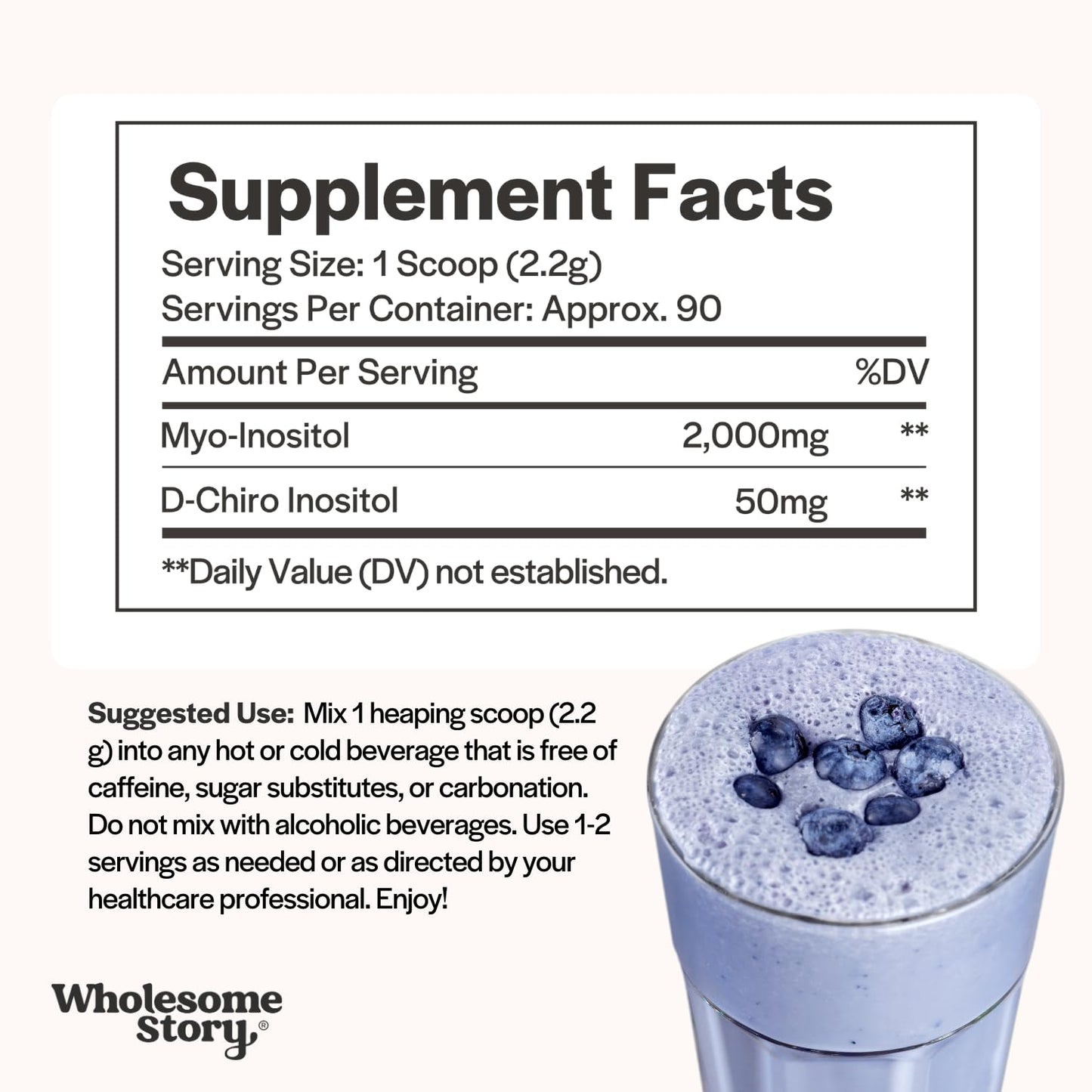 Wholesome Story Myo-Inositol & D-Chiro Inositol Supplement Powder 6.98 oz