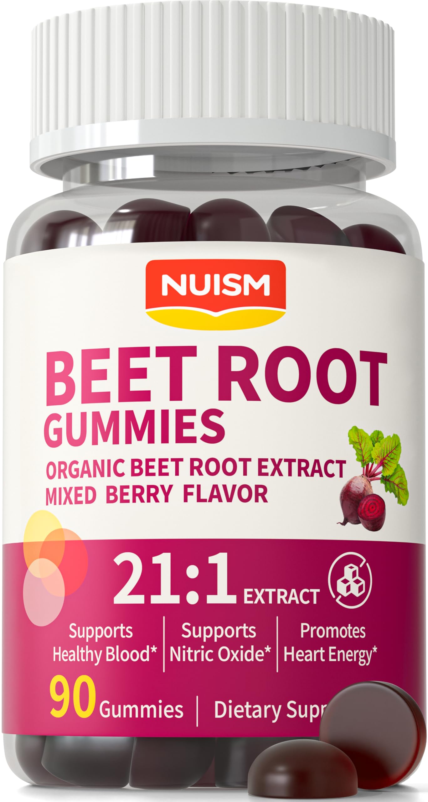 NUISM Organic Beet Root Gummies, Gummy, 90 Count