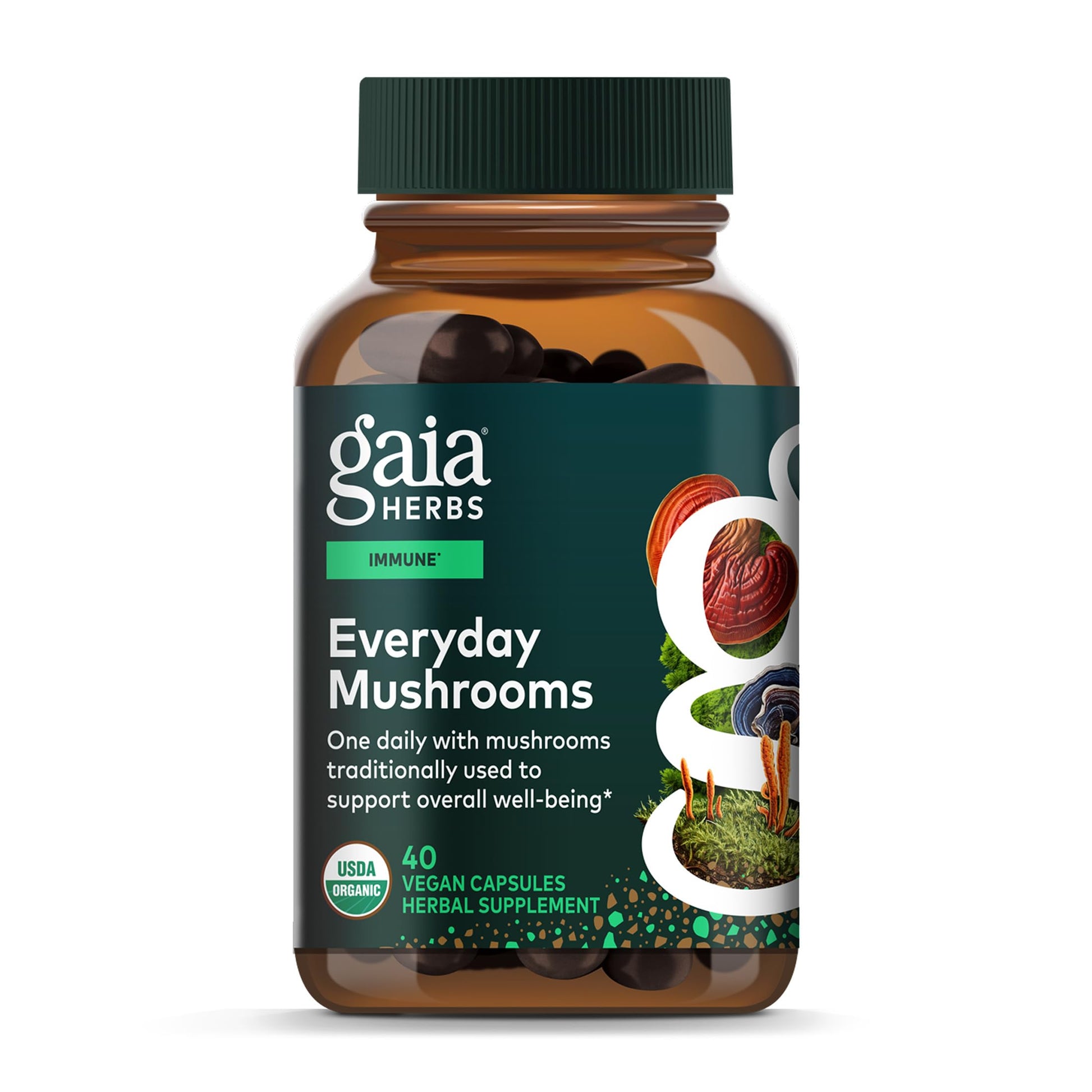 Gaia Herbs Everyday Mushrooms Capsules, 40 Count