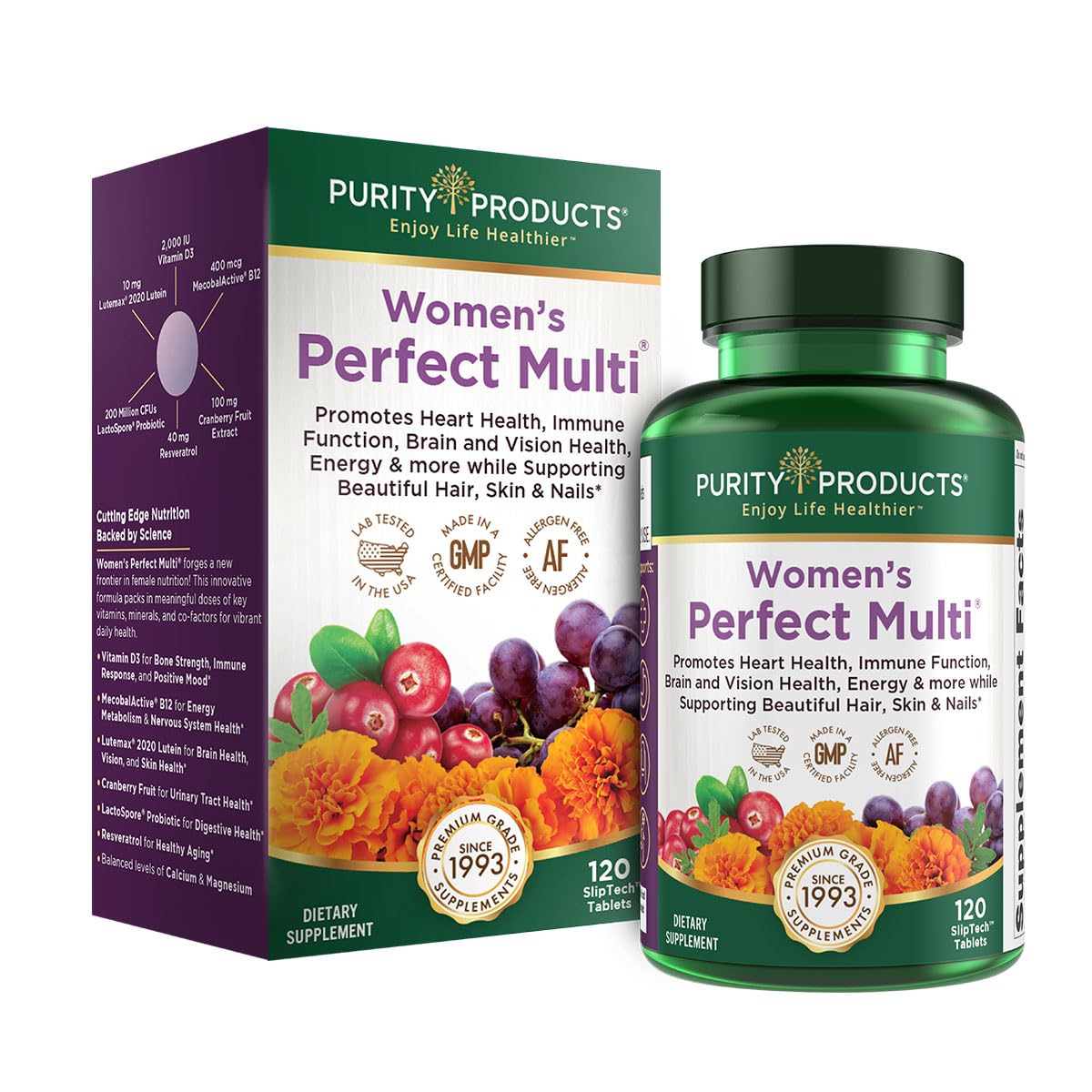 Purity Products Women’s Perfect Multi Balanced Multivitamin Tablet, 120 Tablets