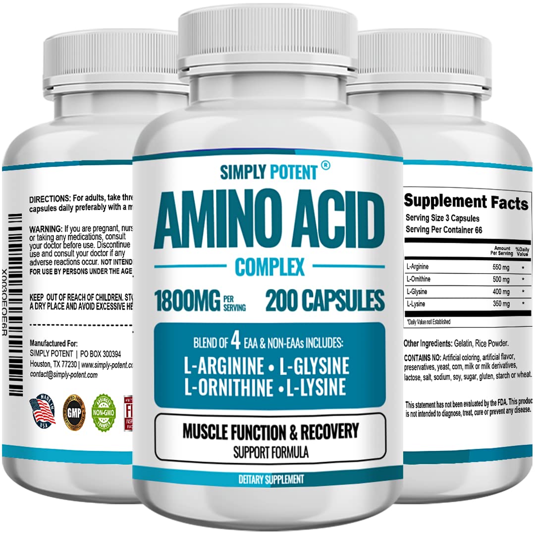 Simply Potent Amino Acid Complex 1800mg, 200 Capsules