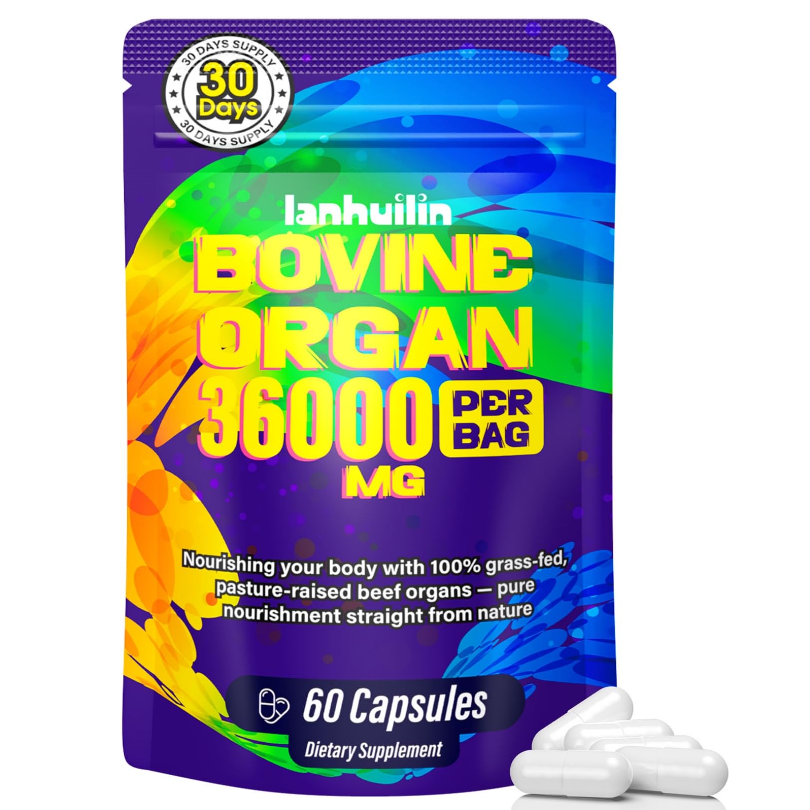Lanhuilin Beef Organ Supplement for Women, 60 Capsules