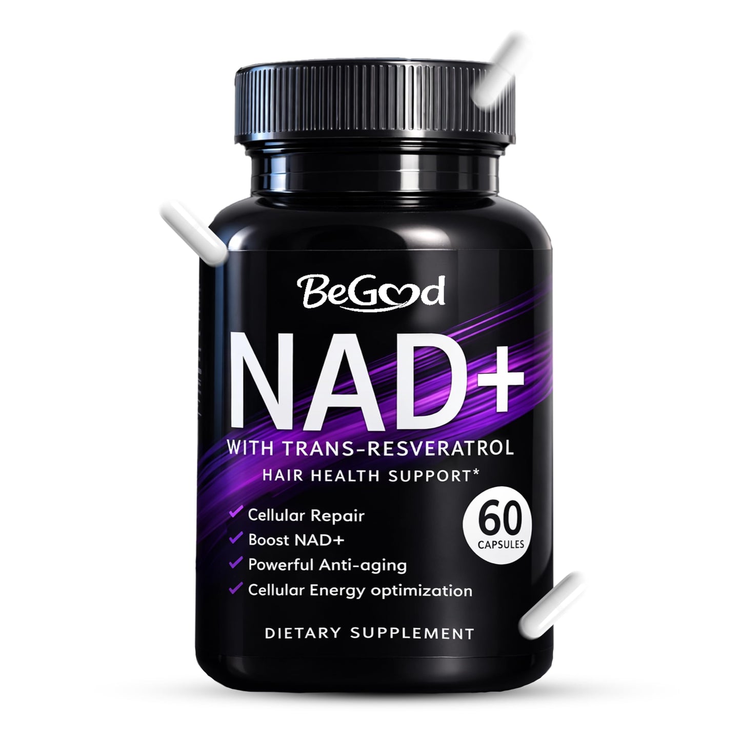 BeGood NAD+ Supplement 300mg with Trans-Resveratrol 200mg, 60 Capsules
