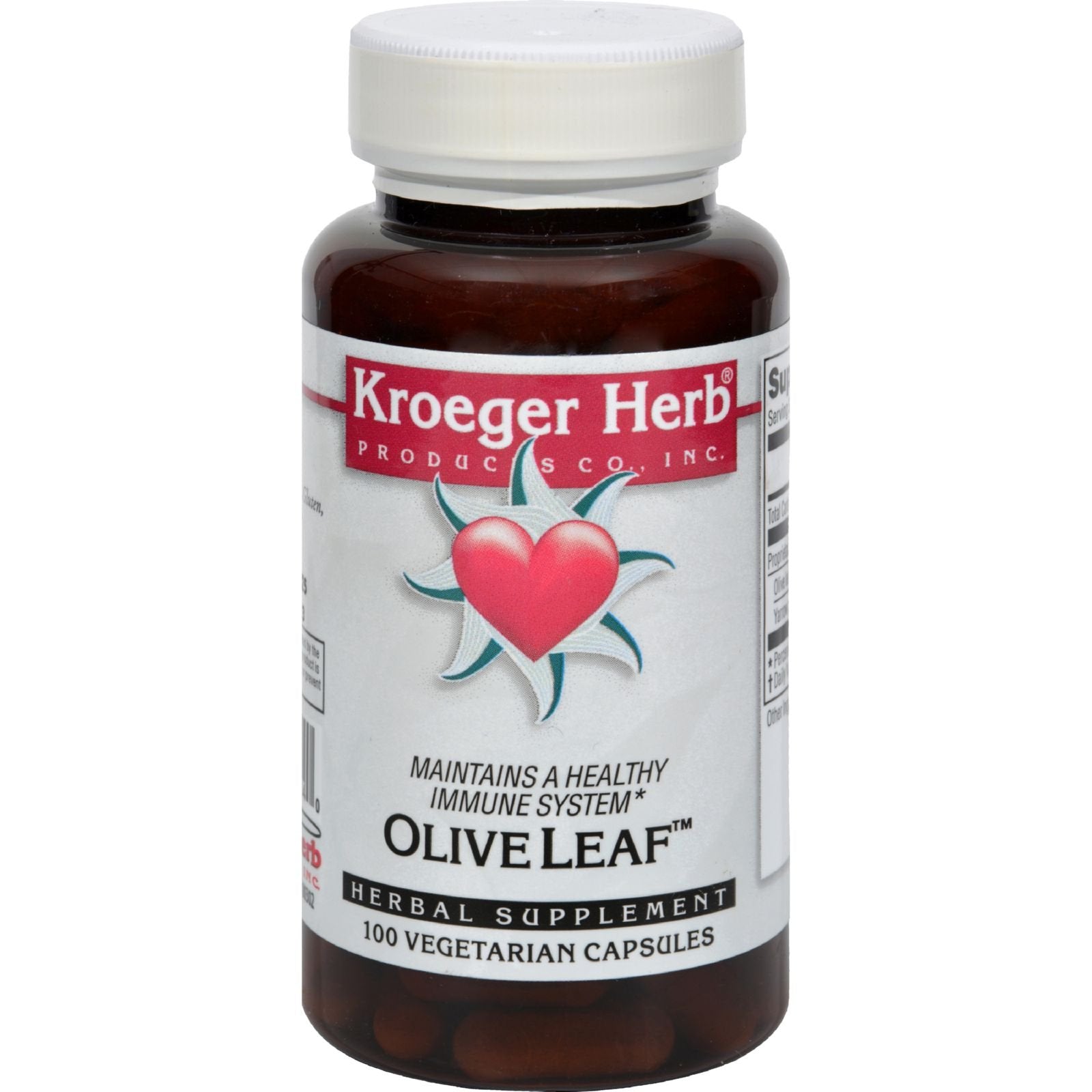 Kroeger Herb Products Olive Leaf Capsules 100 Capsules