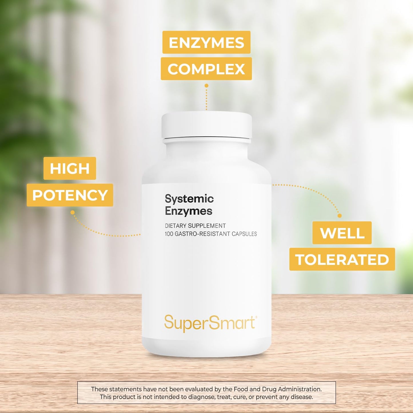 Supersmart Systemic Enzymes (High Potency) - with Bromelain, Protease, Lipase, Trypsin, Chymotrypsin, Peptidase, Pancreatin - Proteolytic Enzymes Complex 100 Capsules