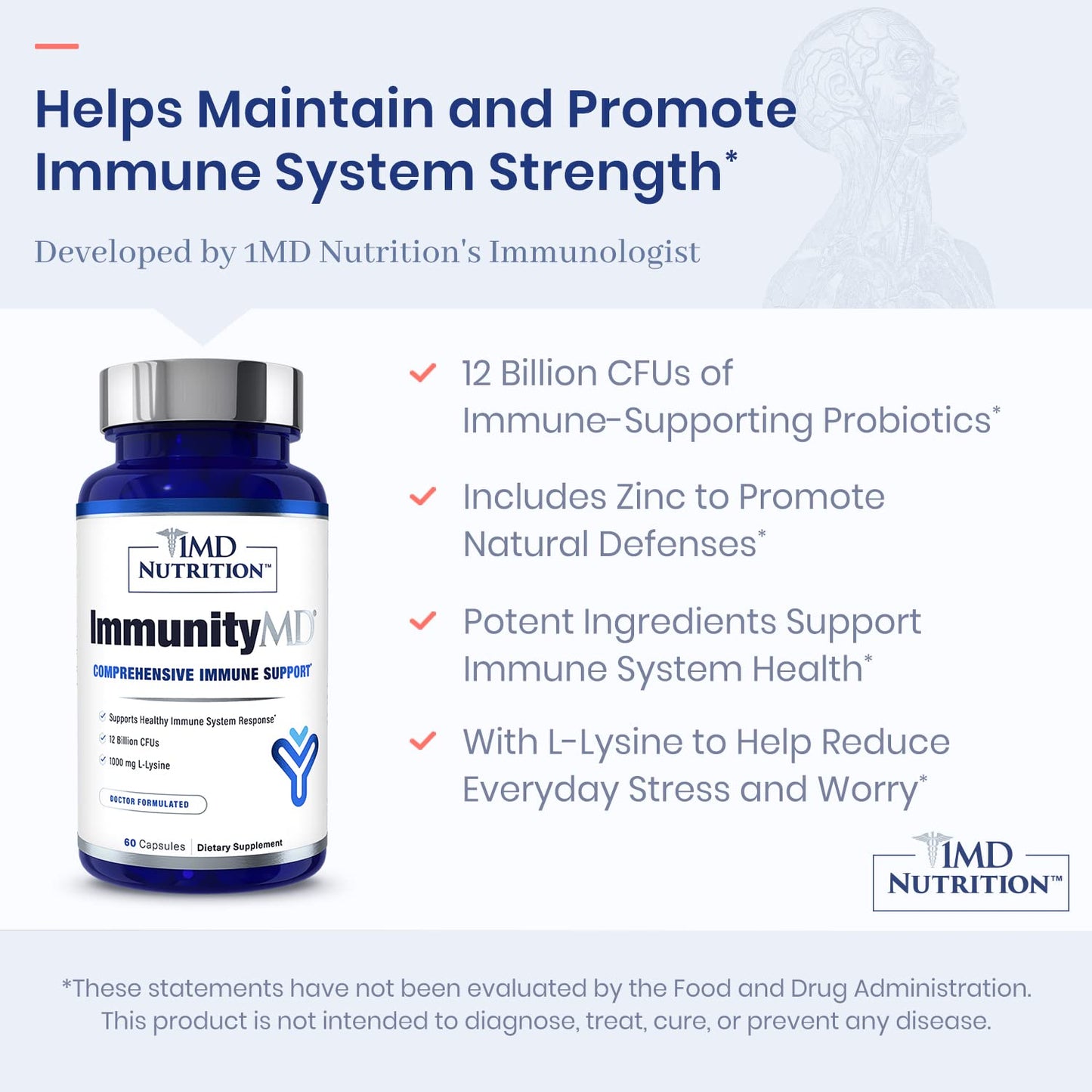 1MD Nutrition ImmunityMD - Immune Health Probiotic 120 Capsules