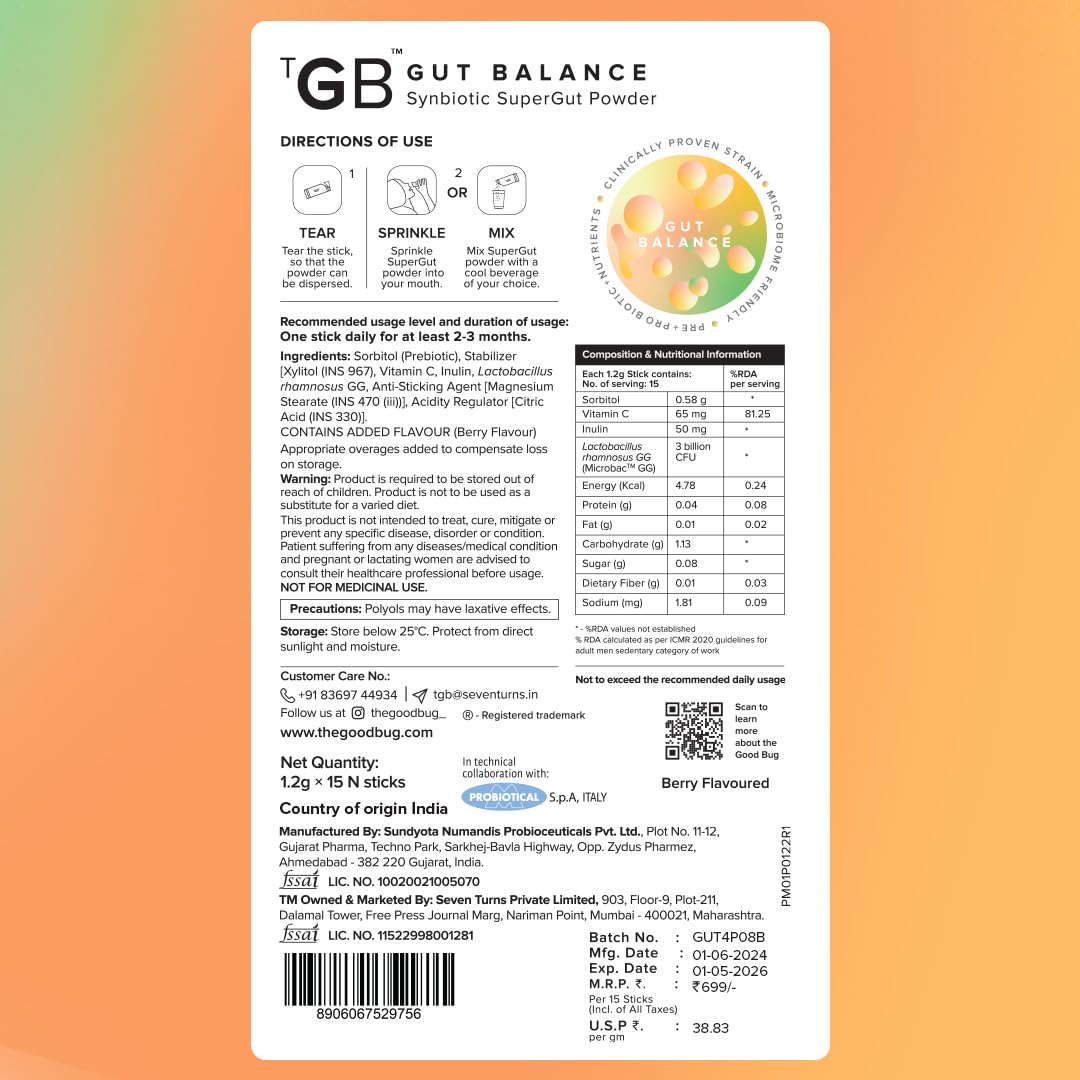 The Good Bug Gut Health & Immunity Probiotic for Men & Women, Strong Digestive & Immunity Support Gut Balance Supplement Powder 4.23 oz