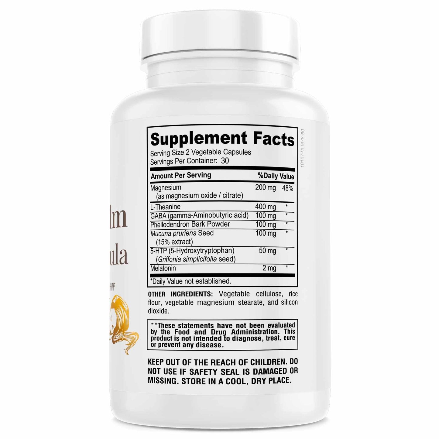 GENIUS HERBALS Gentle Calm Sleep Formula with Magnesium, L-Theanine, Melatonin, GABA, 5-Htp, 60 Capsules