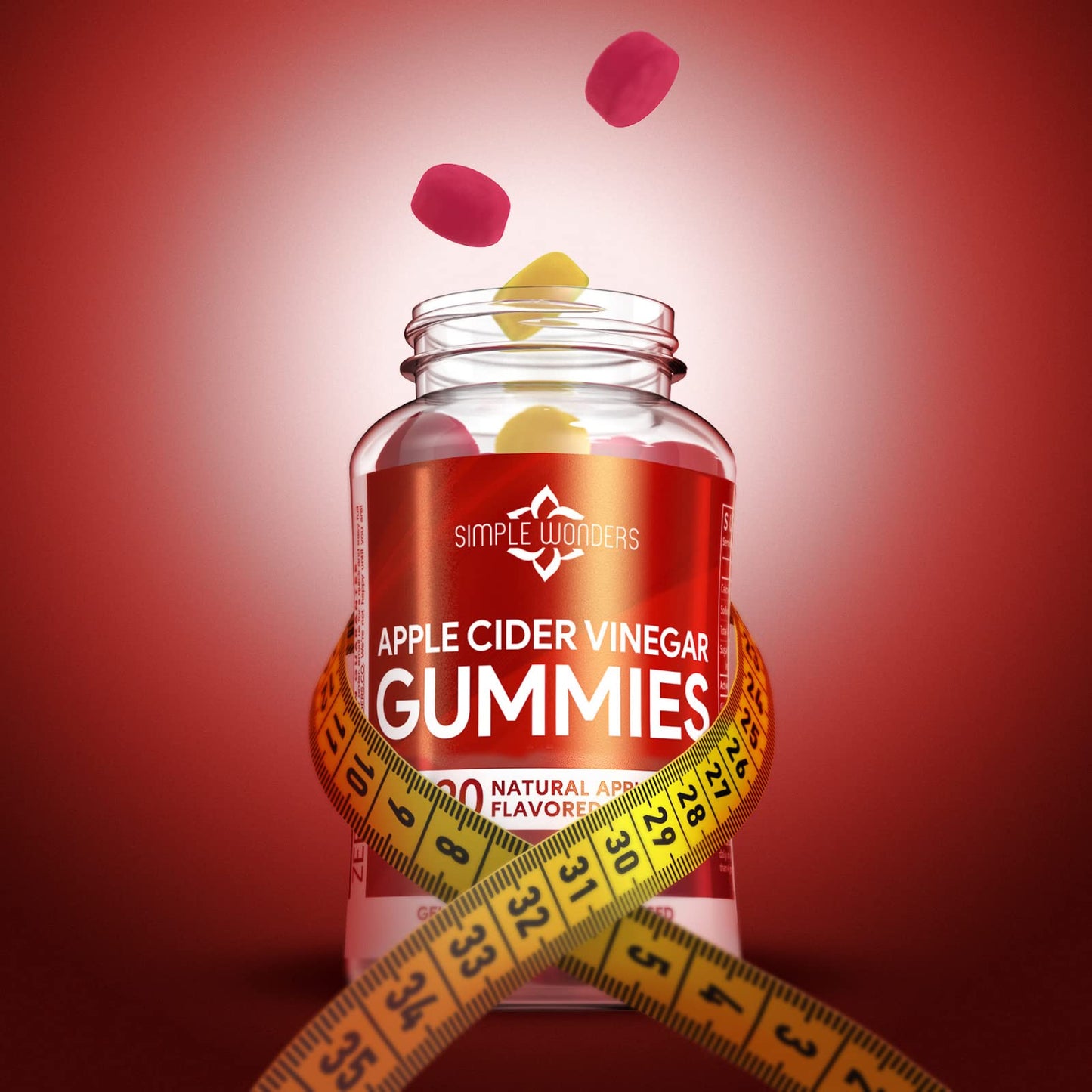 SIMPLE WONDERS Apple Cider Vinegar Gummies with The Mother, 120 Gummies