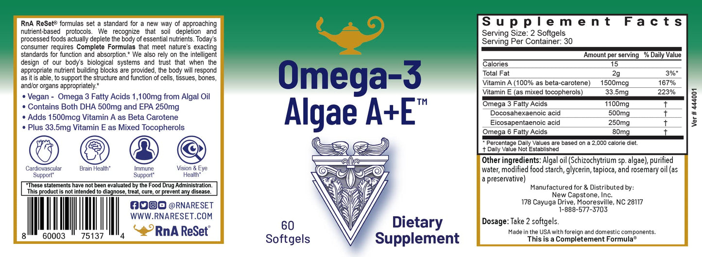 RnA ReSet Omega-3 Algae A+E Capsule 1 Count