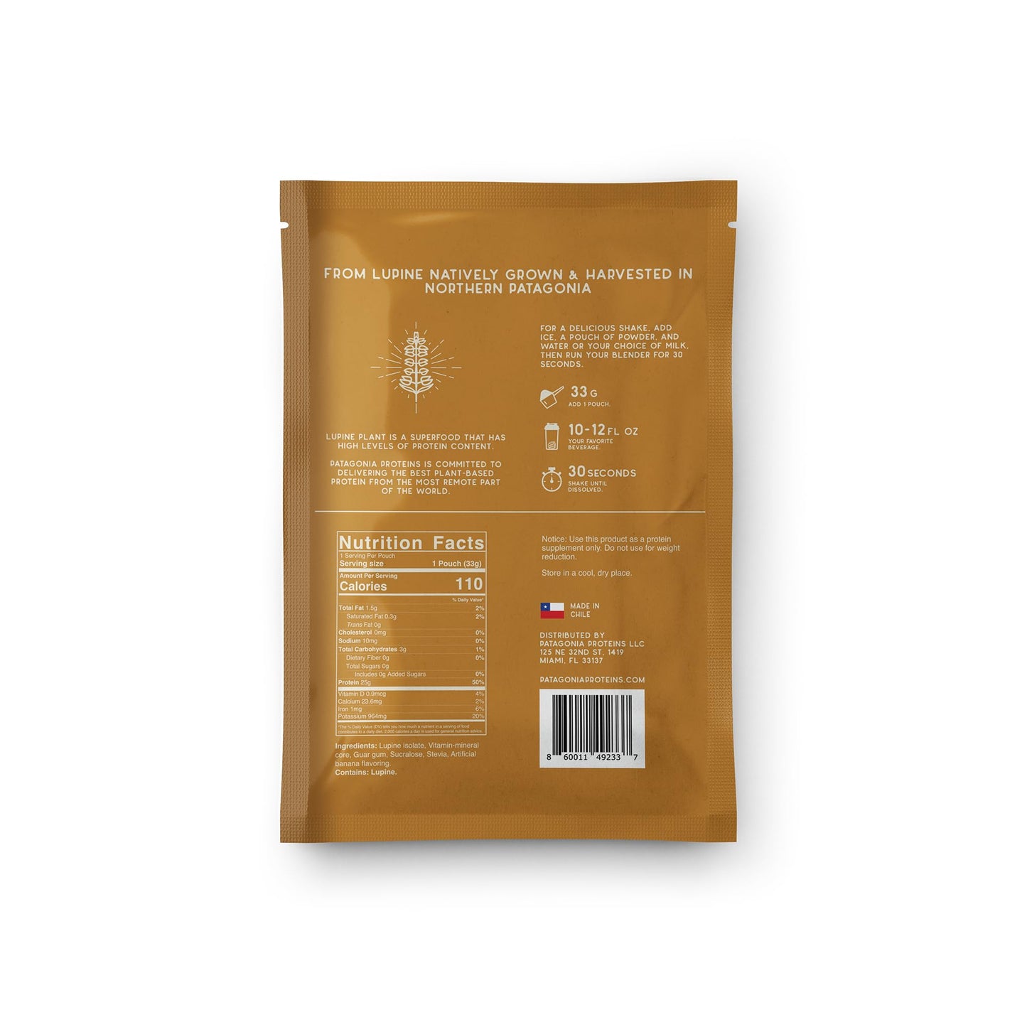 Patagonia Proteins Vegan Protein Powder Harvested in Chile, 1.16 Ounce