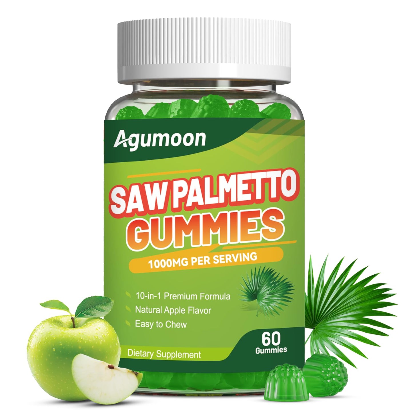Agumoon Saw Palmetto Gummies for Men, 60 Gummies