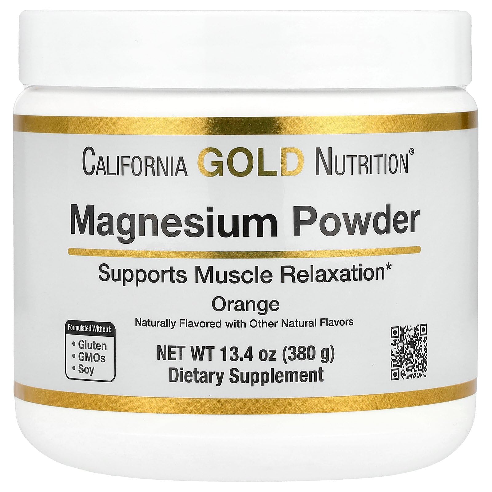 California Gold Nutrition Magnesium Powder Beverage, Magnesium Citrate, Orange Crush Flavor, 13.4 oz