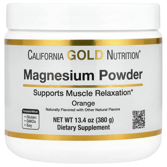 California Gold Nutrition Magnesium Powder Beverage, Magnesium Citrate, Orange Crush Flavor, 13.4 oz