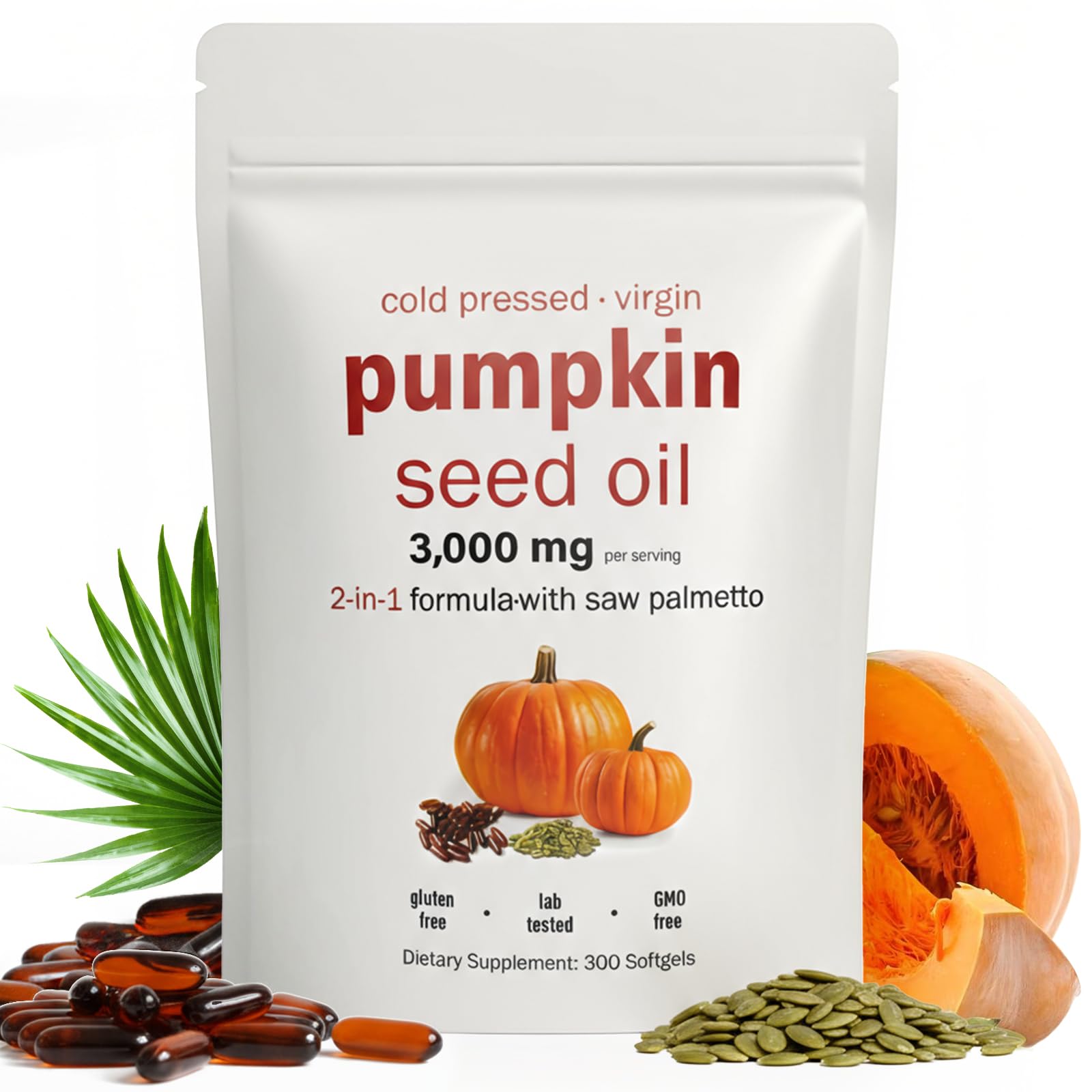 Goldium Pumpkin Seed Oil with Saw Palmetto Softgels 300 Count