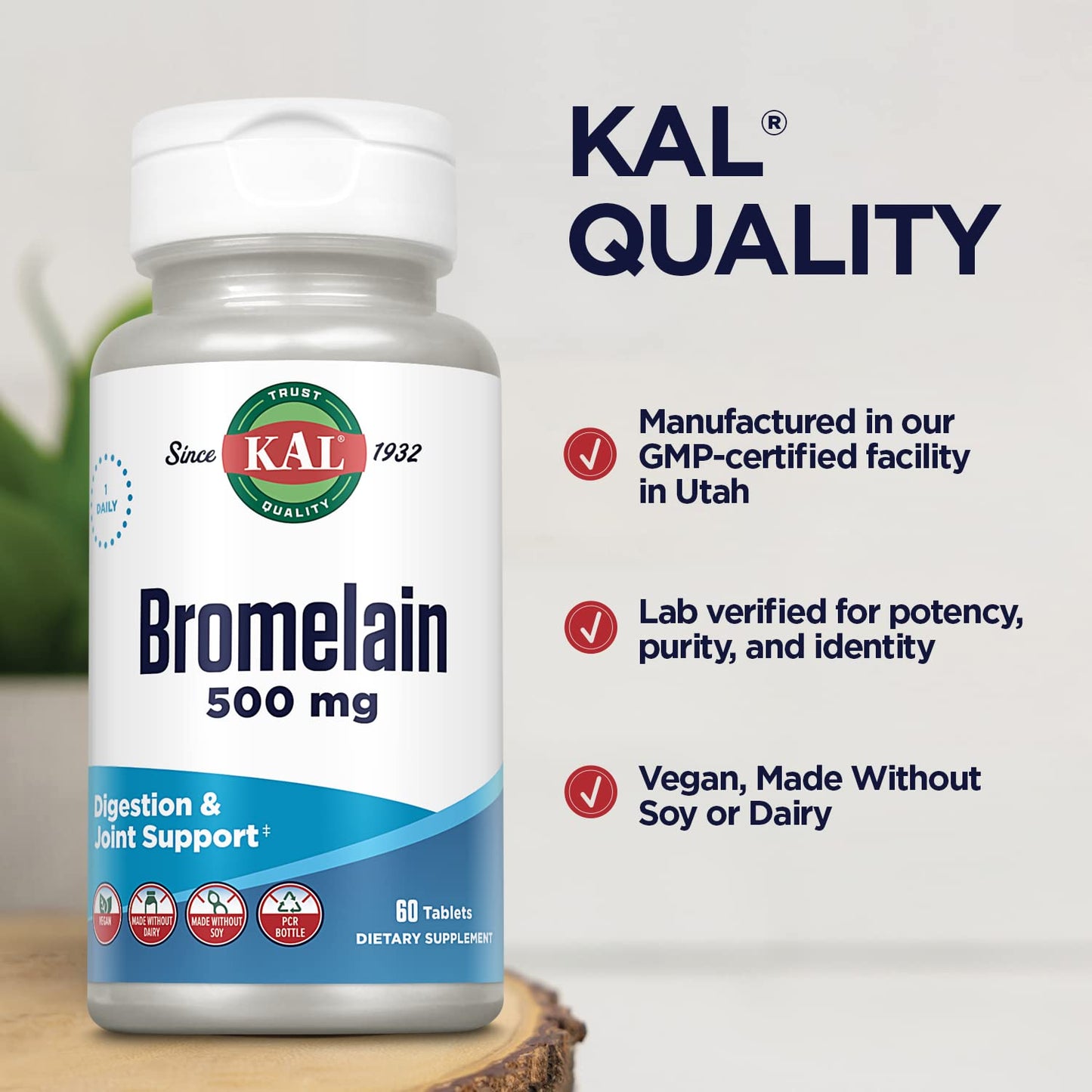 KAL Bromelain 500 mg Tablets, 60 Tablets