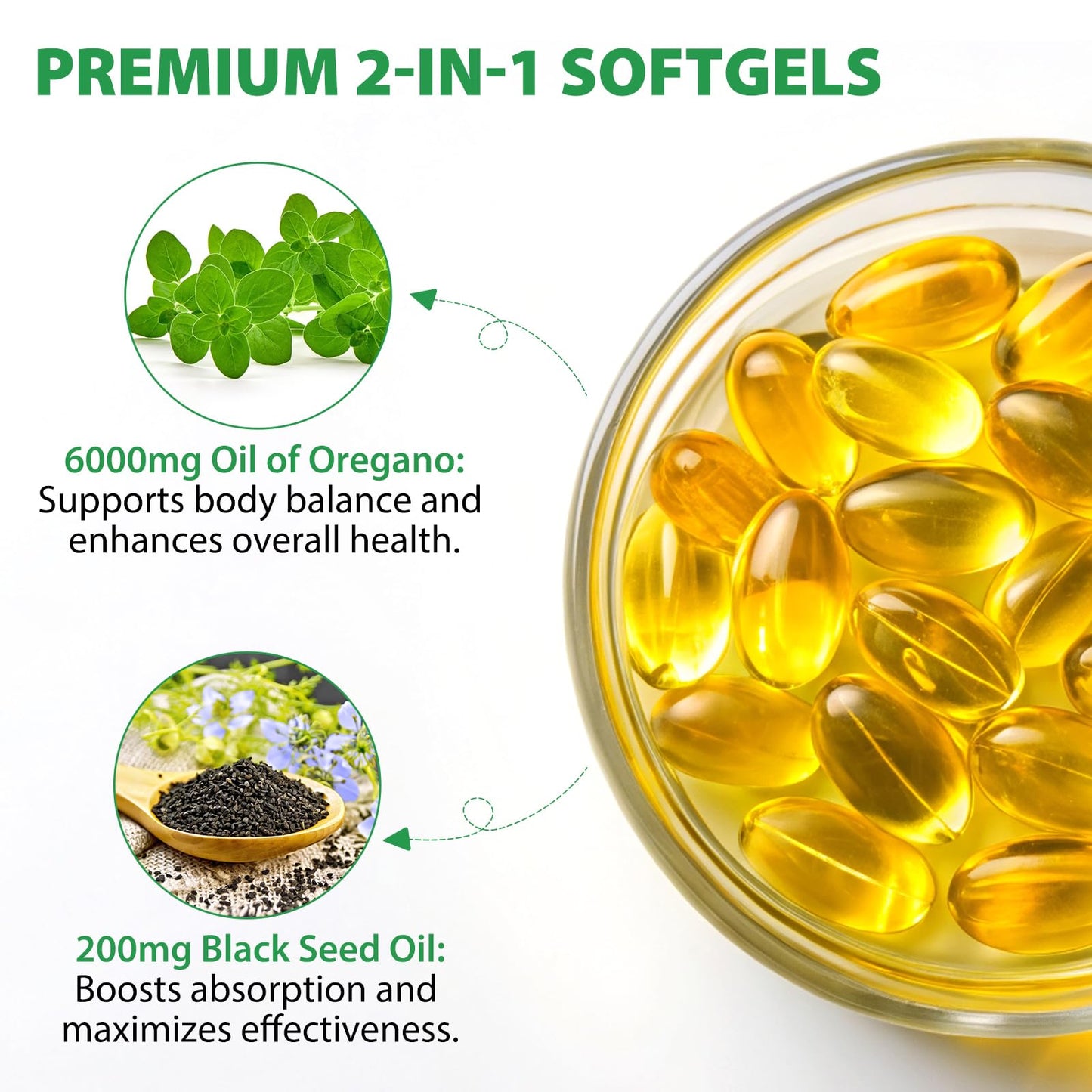 Cacukn Oil of Oregano Softgels with Black Seed Oil 240