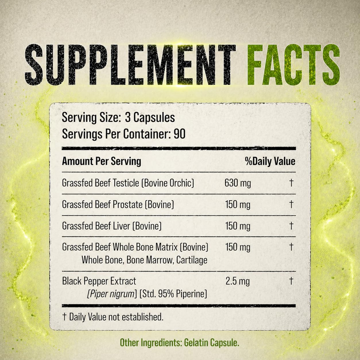 PRIMAL FURY Grass Fed Beef Organ Supplement for Men 90 Capsules