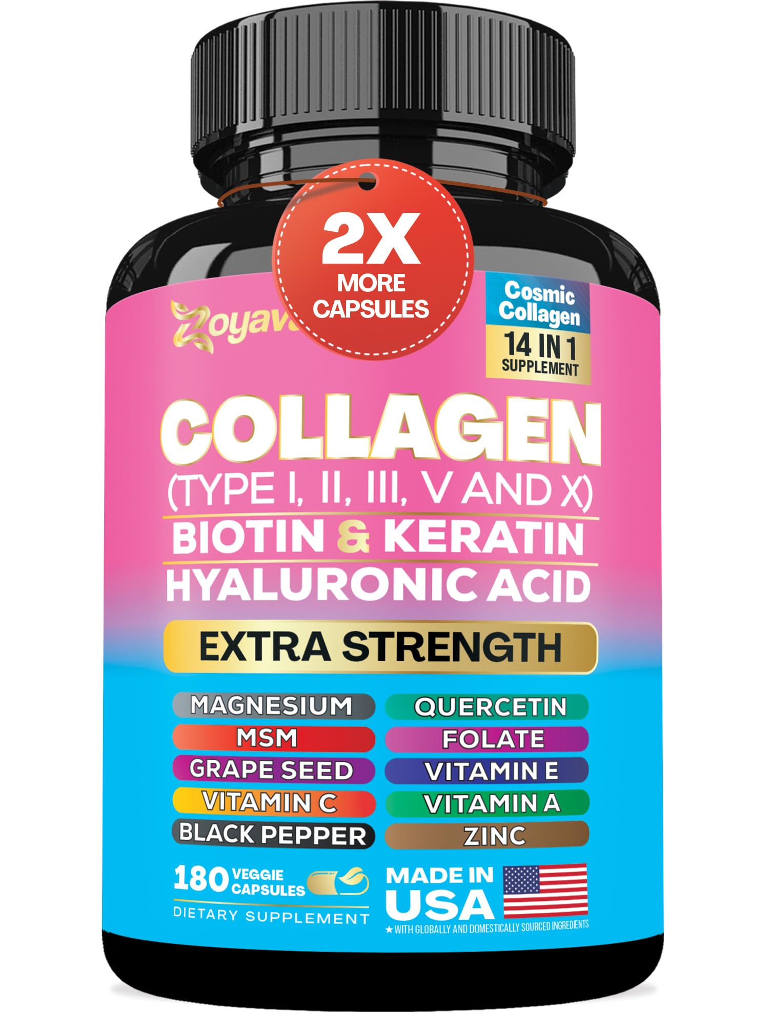 Zoyava Collagen Capsules 180 Count