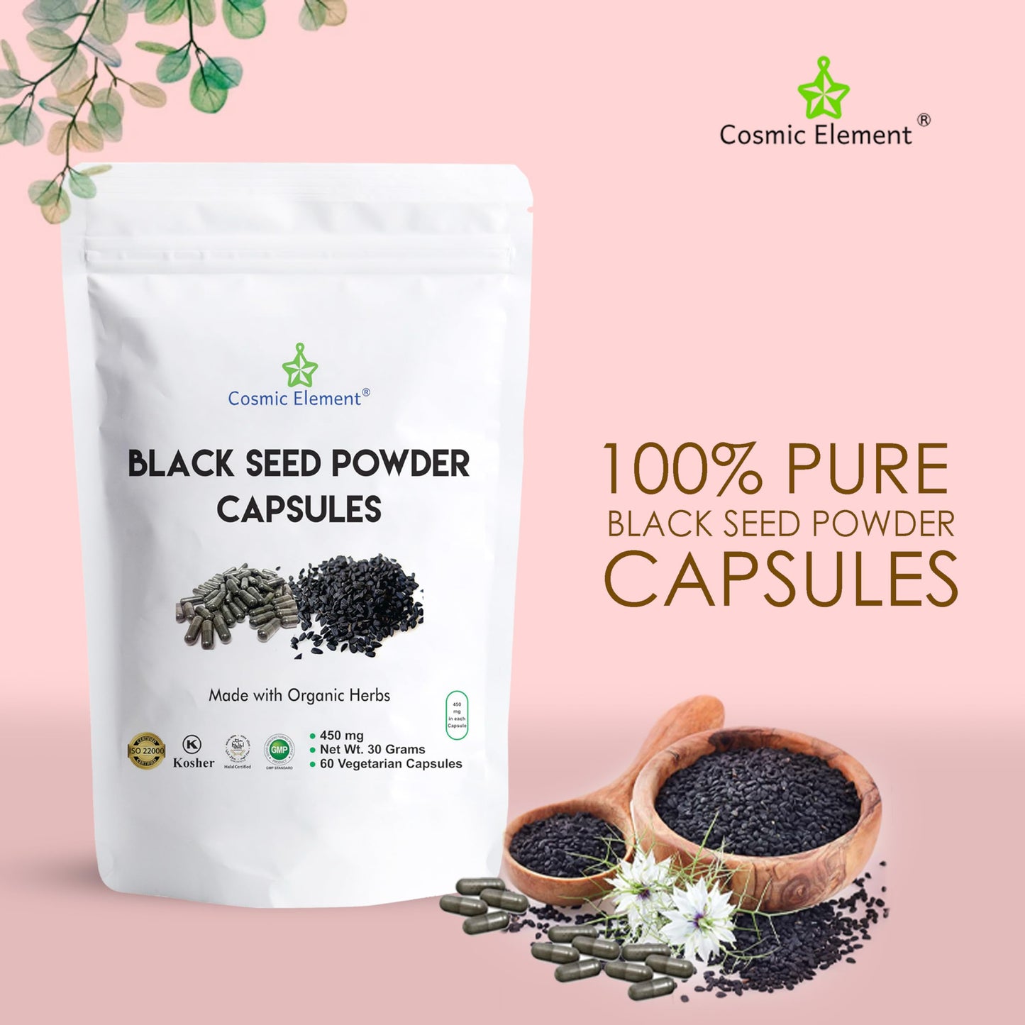 Cosmic Element Black Seed Powder, 60 Capsules