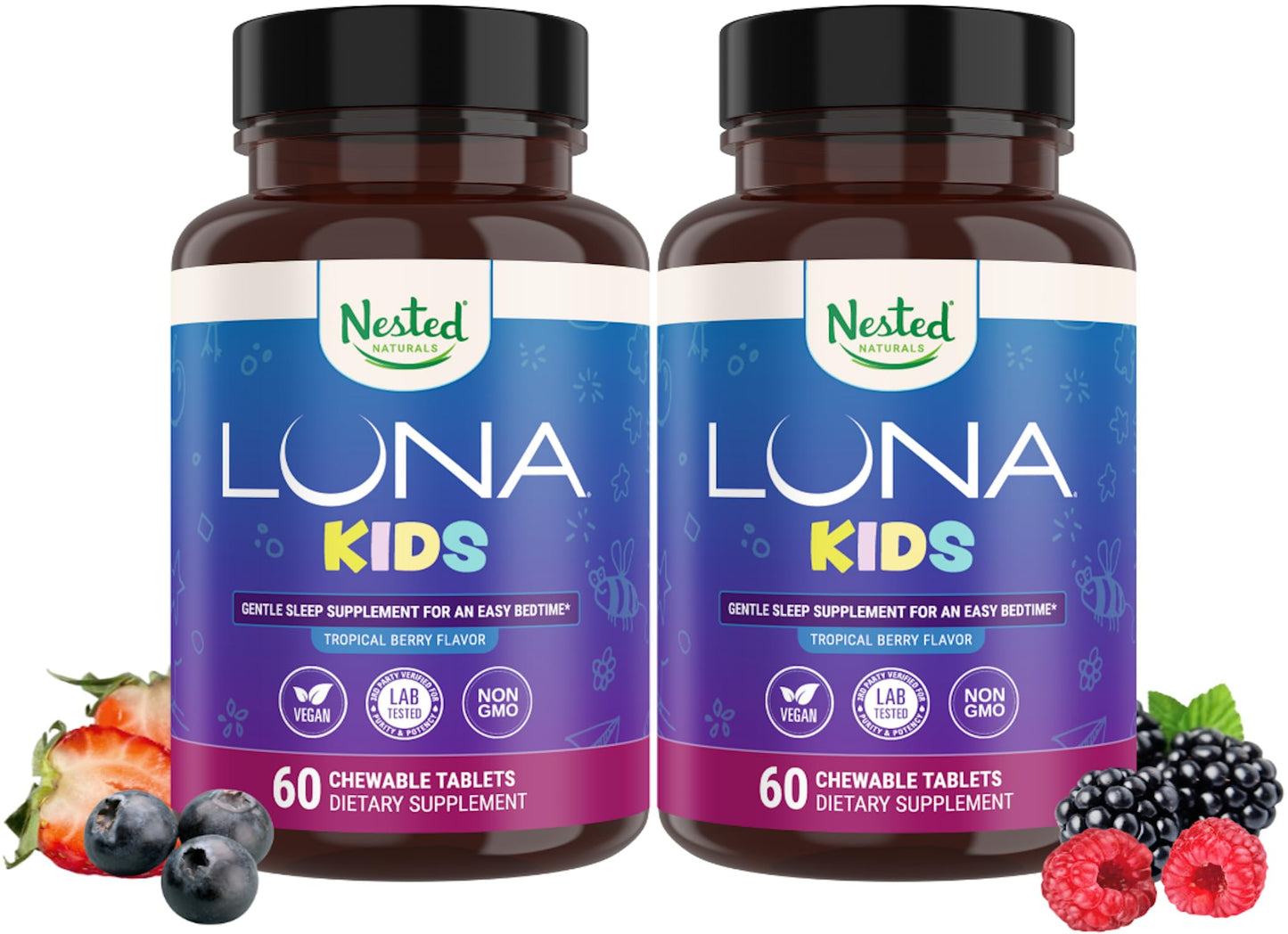 Nested Naturals Luna Kids Sugar-Free Sleep Aid Tablets, 120 Count