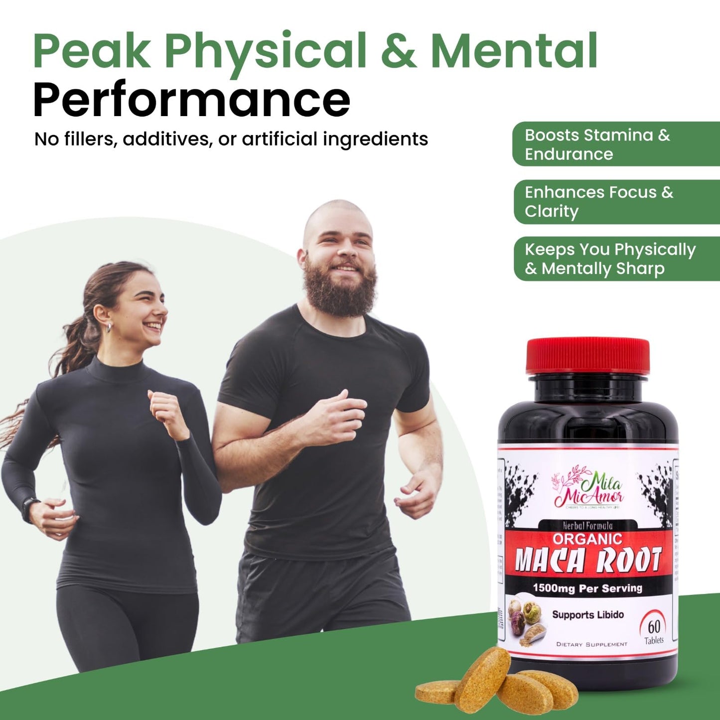 Mila Miamor Organic Maca Root Extract 1500 mg Tablets 60 Count