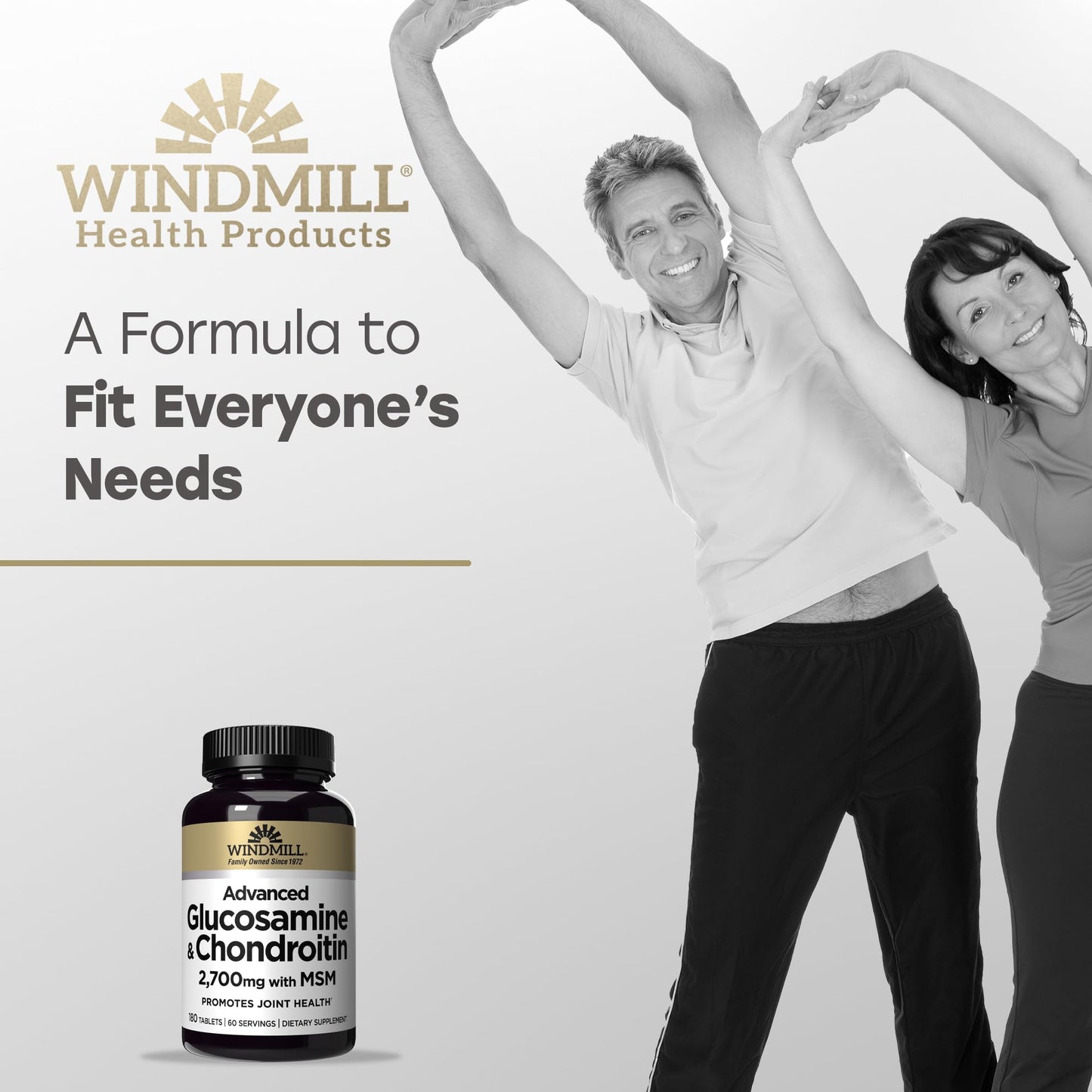 Windmill Natural Vitamins Advanced Glucosamine & Chondroitin Tablets, 180 Count