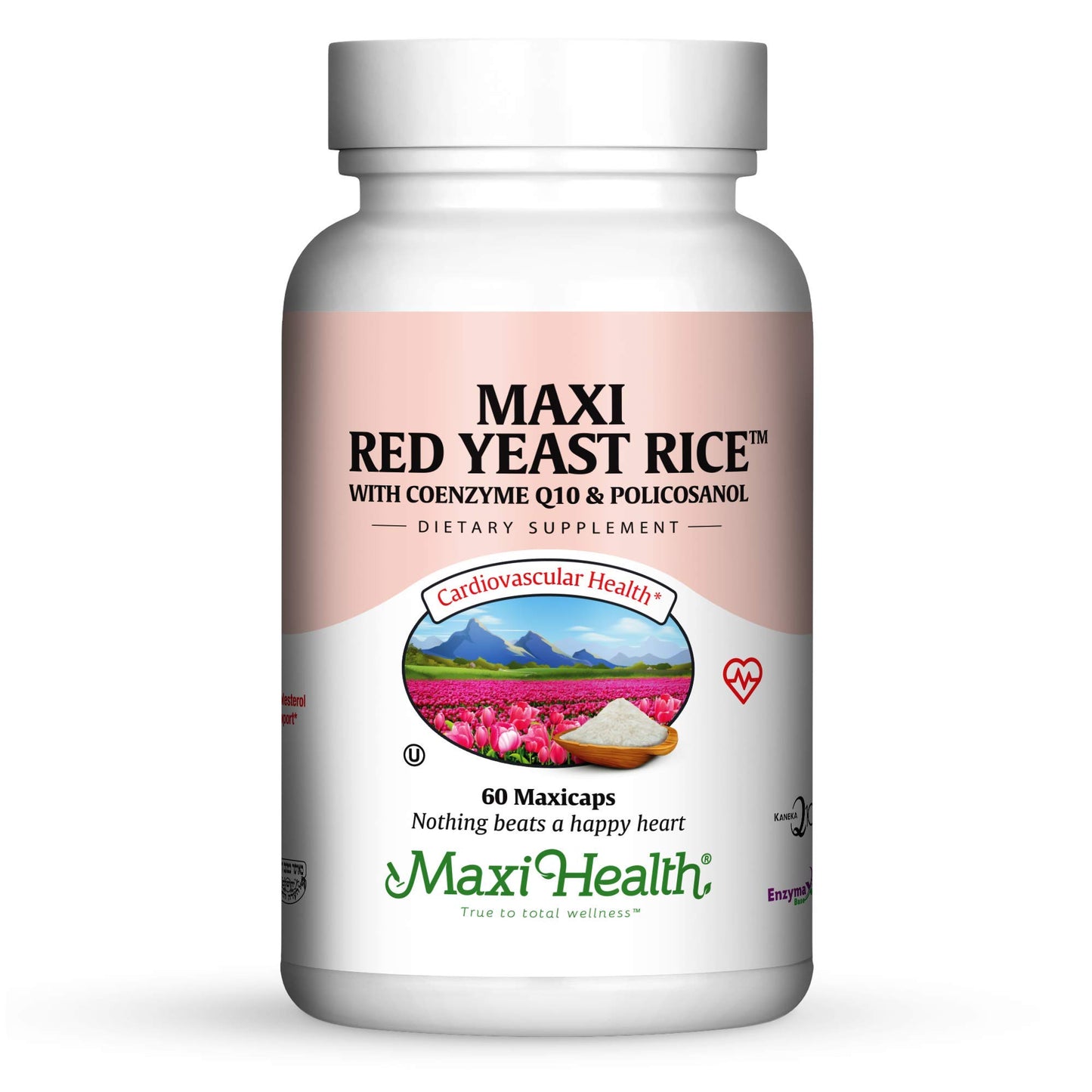 Maxi Health Red Yeast Rice 600 mg with CoQ10 and Policosanol Capsules 60 Count