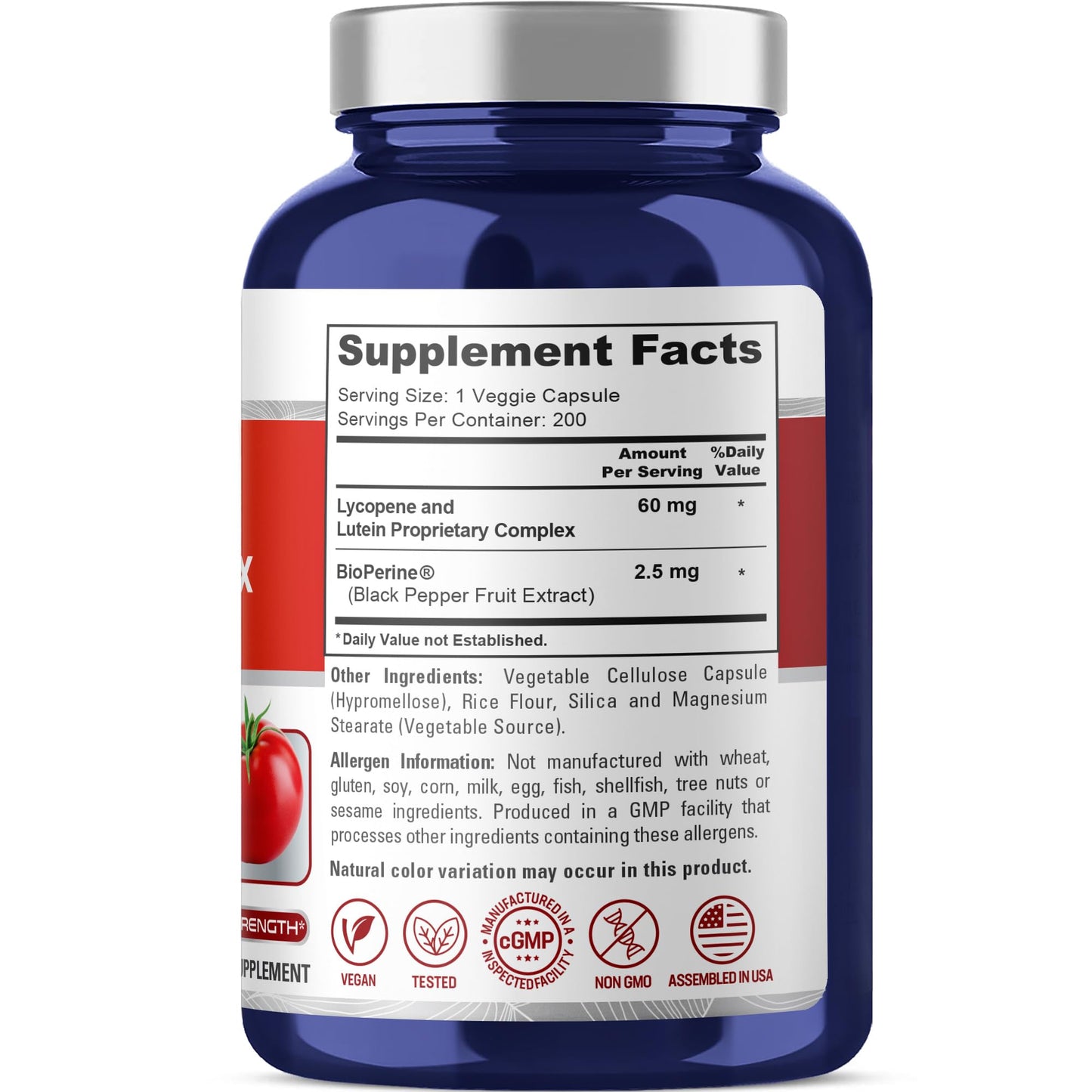 NusaPure Lycopene & Lutein Complex 60mg Capsule, 200 Count, Non-GMO, Vegan