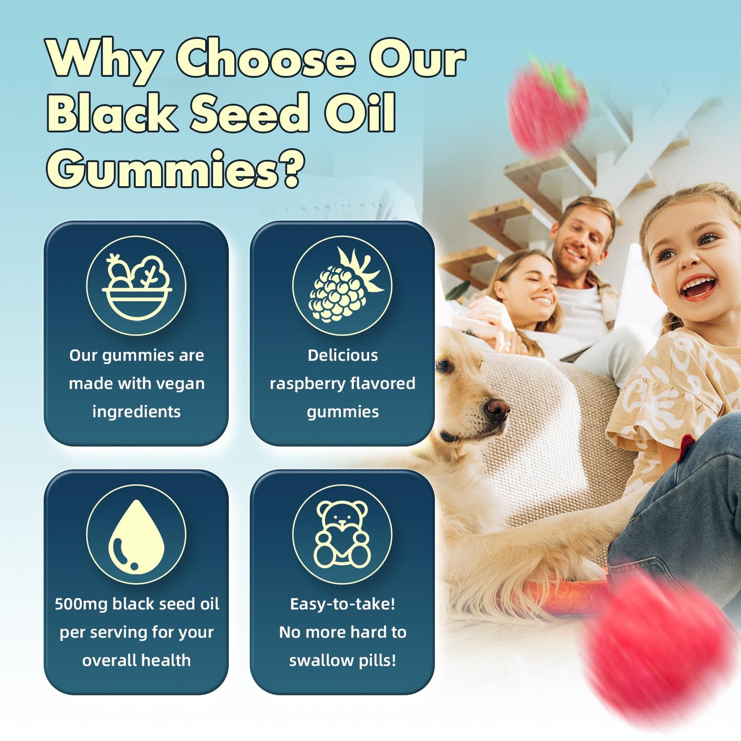 MEENCCD Black Seed Oil Gummies 60 Count