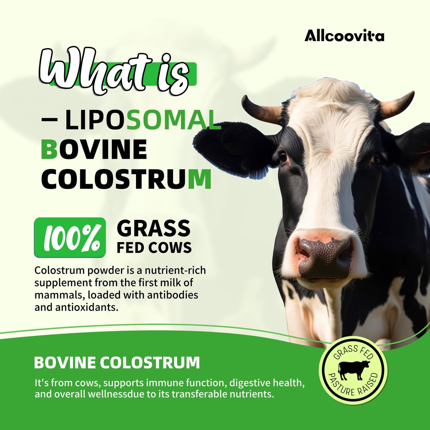 Allcoovita Liposomal Bovine Colostrum Powder 6.35 oz