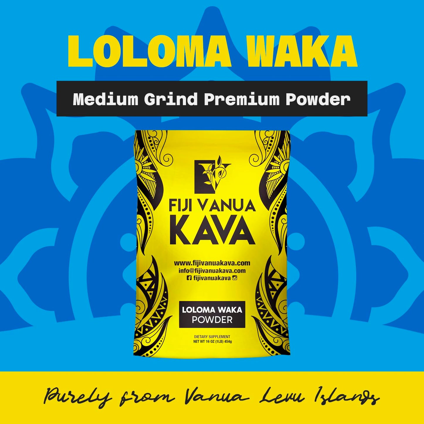 Fiji Vanua Kava Premium Loloma Waka Kava Root Powder 16 oz