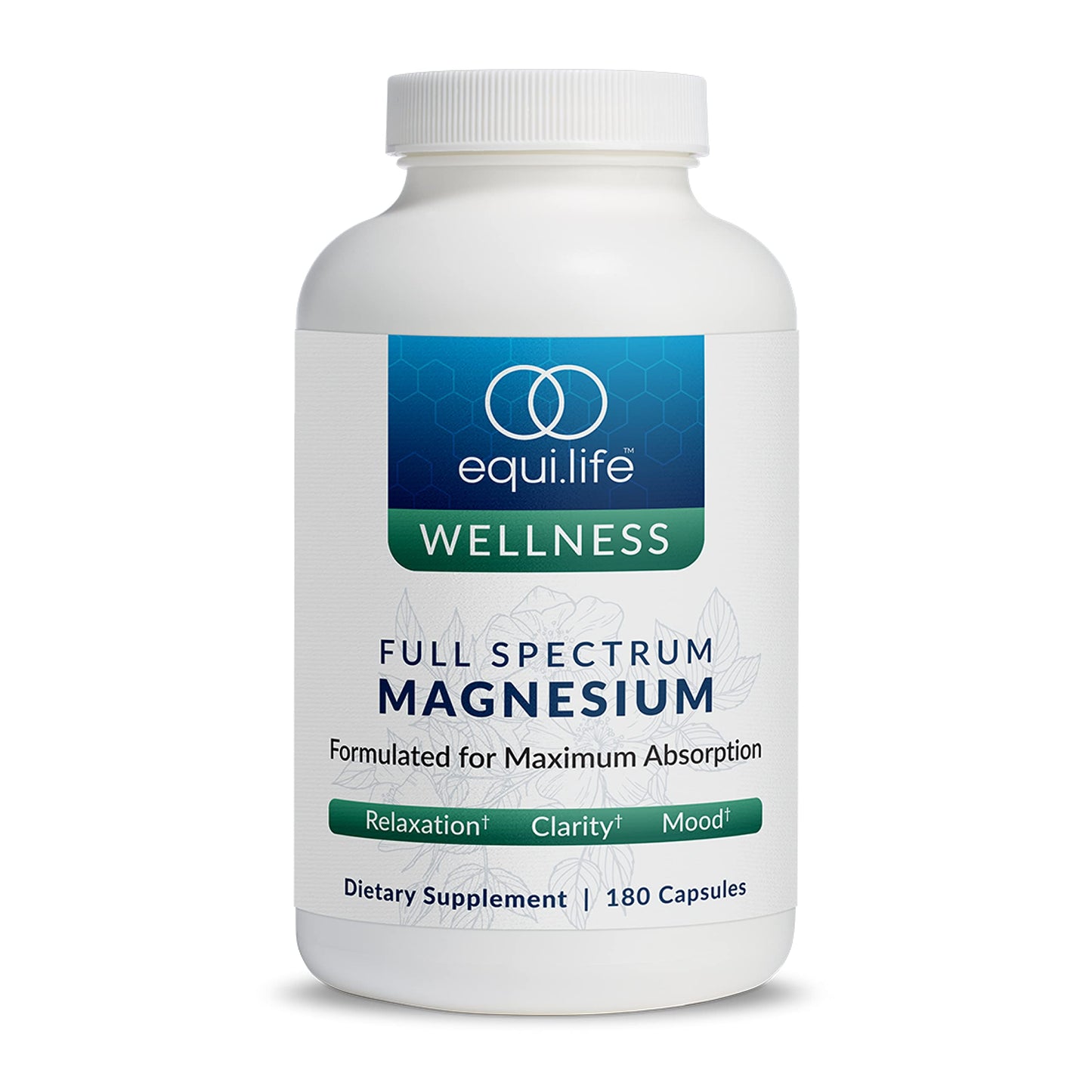 Equilife Full Spectrum Magnesium Supplement - Magnesium Glycinate, Citrate & Malate for Muscle Health, Sleep Support, Mood Balance & Heart Health, Bioavailable Mineral Blend, Non-GMO, 180 Capsules