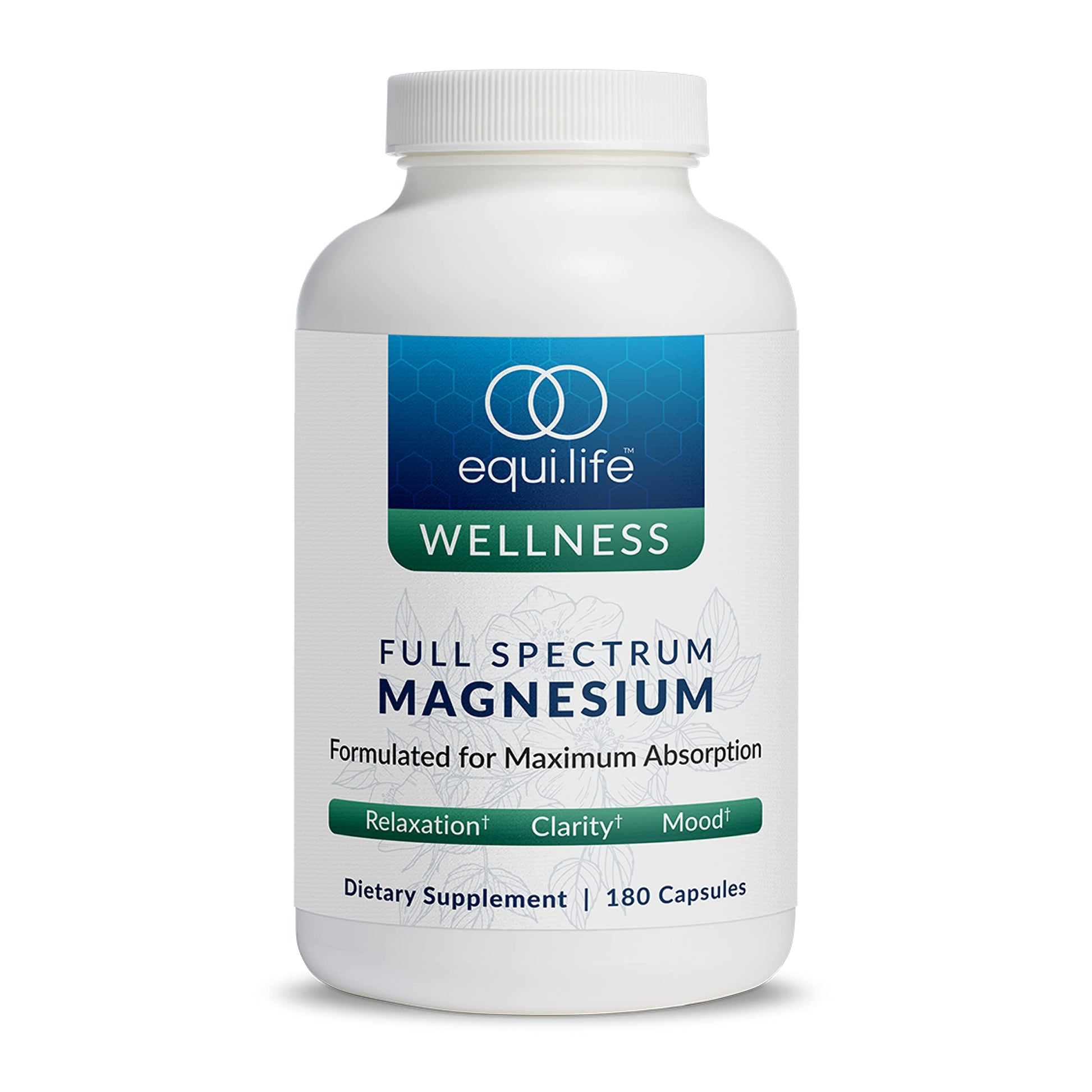 Equilife Full Spectrum Magnesium Supplement - Magnesium Glycinate, Citrate & Malate for Muscle Health, Sleep Support, Mood Balance & Heart Health, Bioavailable Mineral Blend, Non-GMO, 180 Capsules