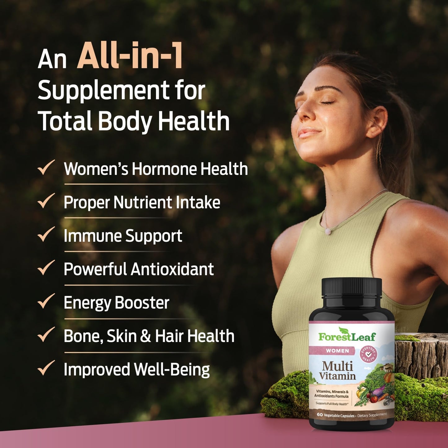 ForestLeaf Daily Vitamin Multivitamin for Women 60 Capsules