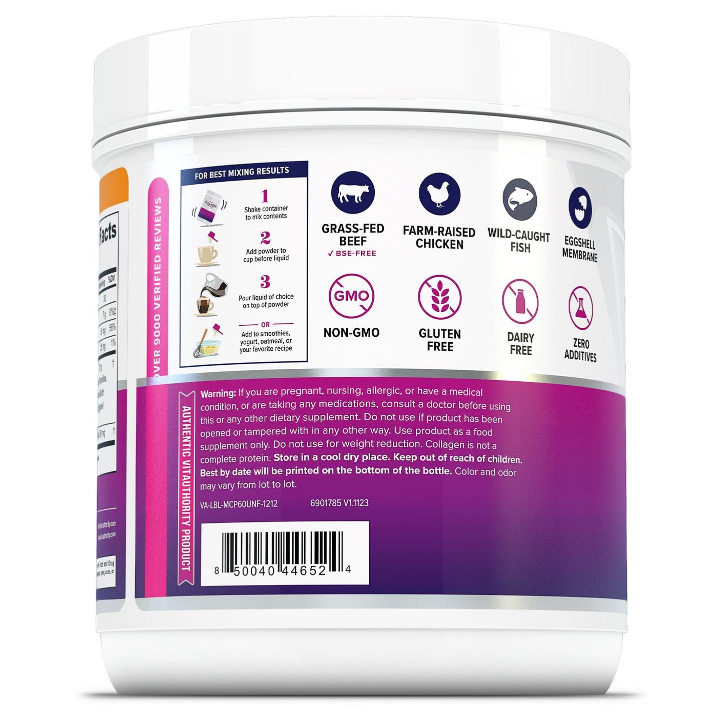Vitauthority Multi Collagen Peptides Powder, 16.52 oz