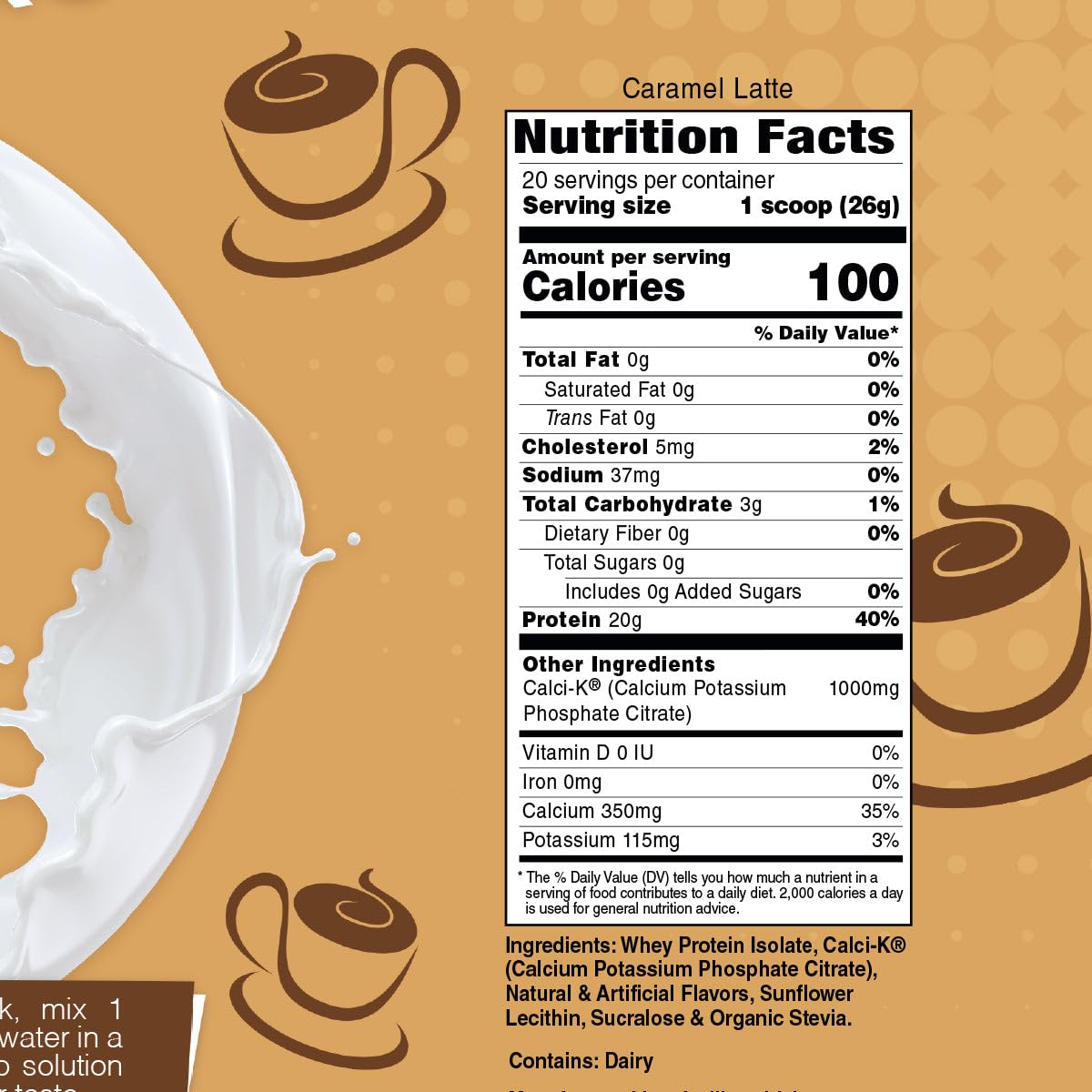 Bariatric Eating Inspire Caramel Latte Sugar-Free 20g Whey Protein Isolate Powder, 20 Servings