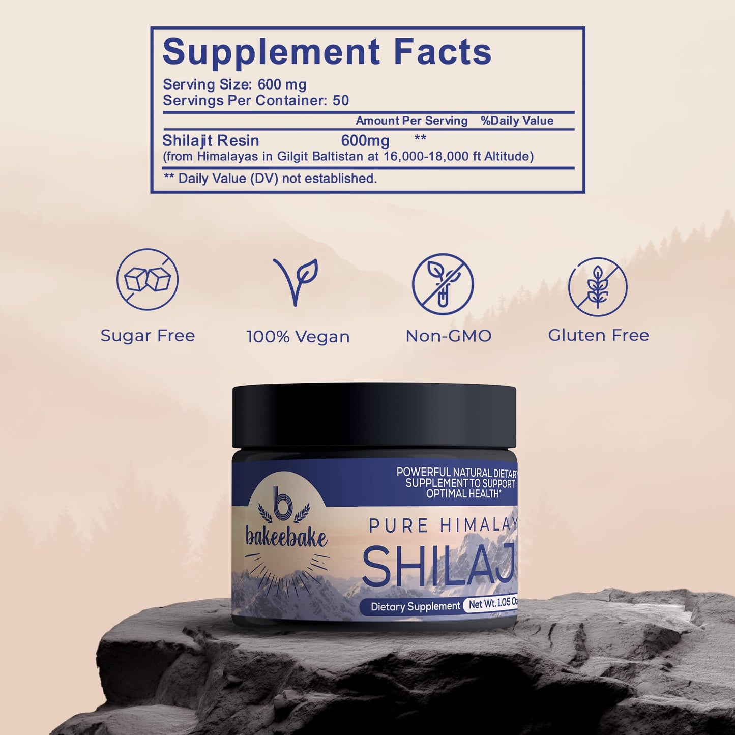 Bakeebake Shilajit Pure Himalayan Organic Softgel 1 Count