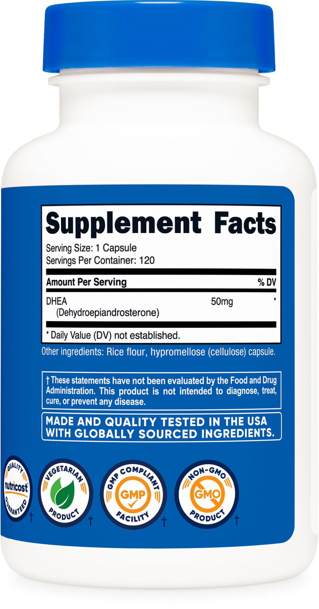 Nutricost DHEA 50mg Capsules, 120 Count