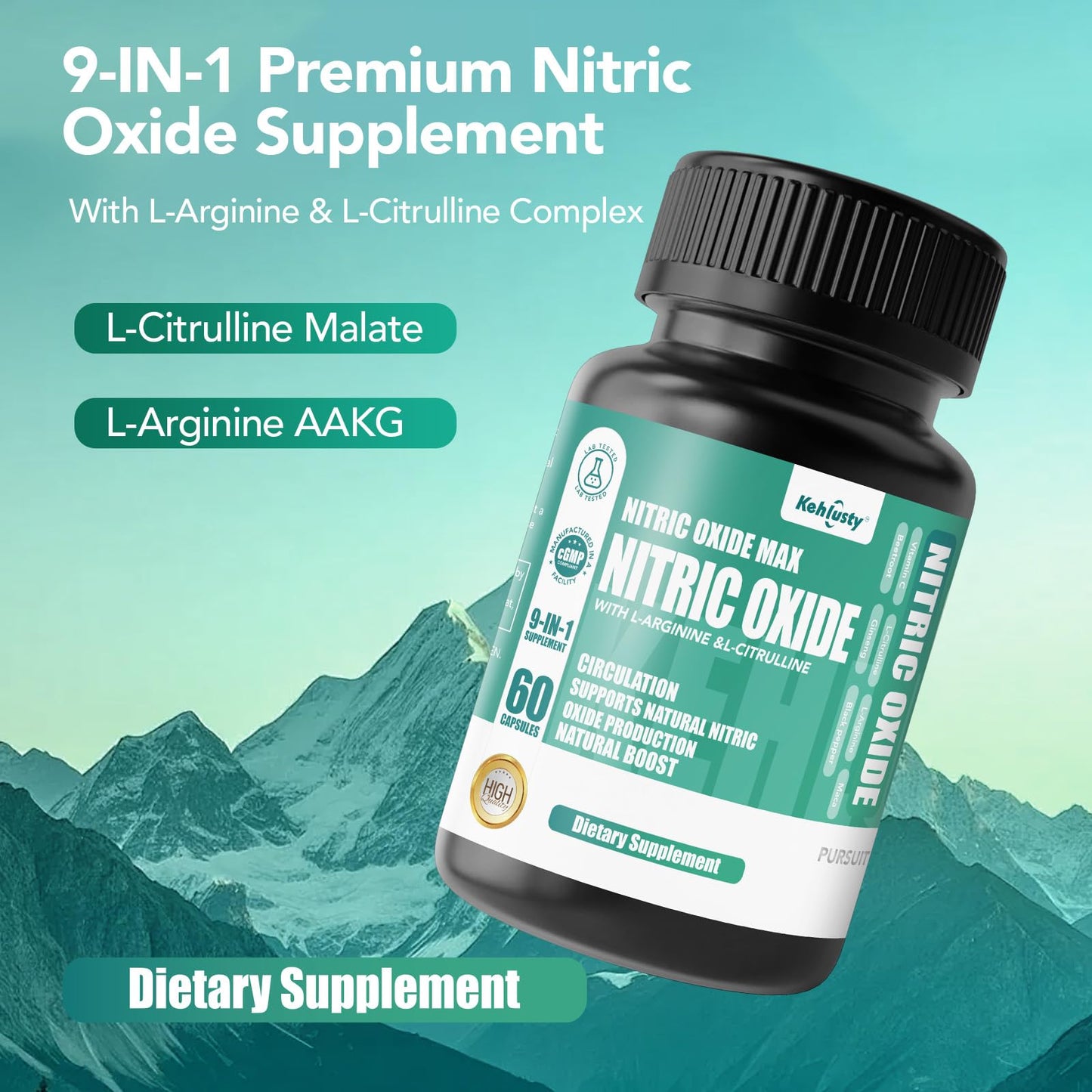 KEHLUSTY Nitric Oxide Booster Capsule, 60 Capsules