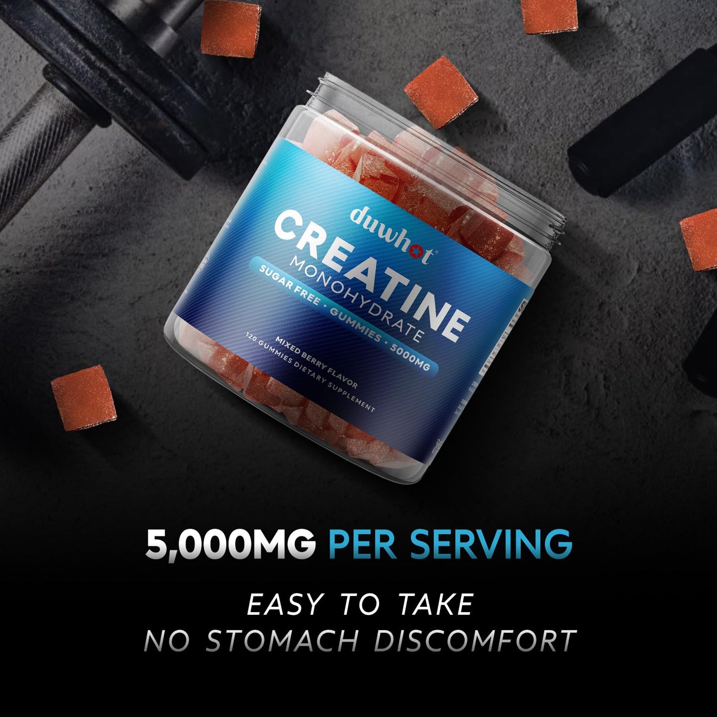 duwhot Creatine Monohydrate Gummies 5g Per Serving, 120 Gummies
