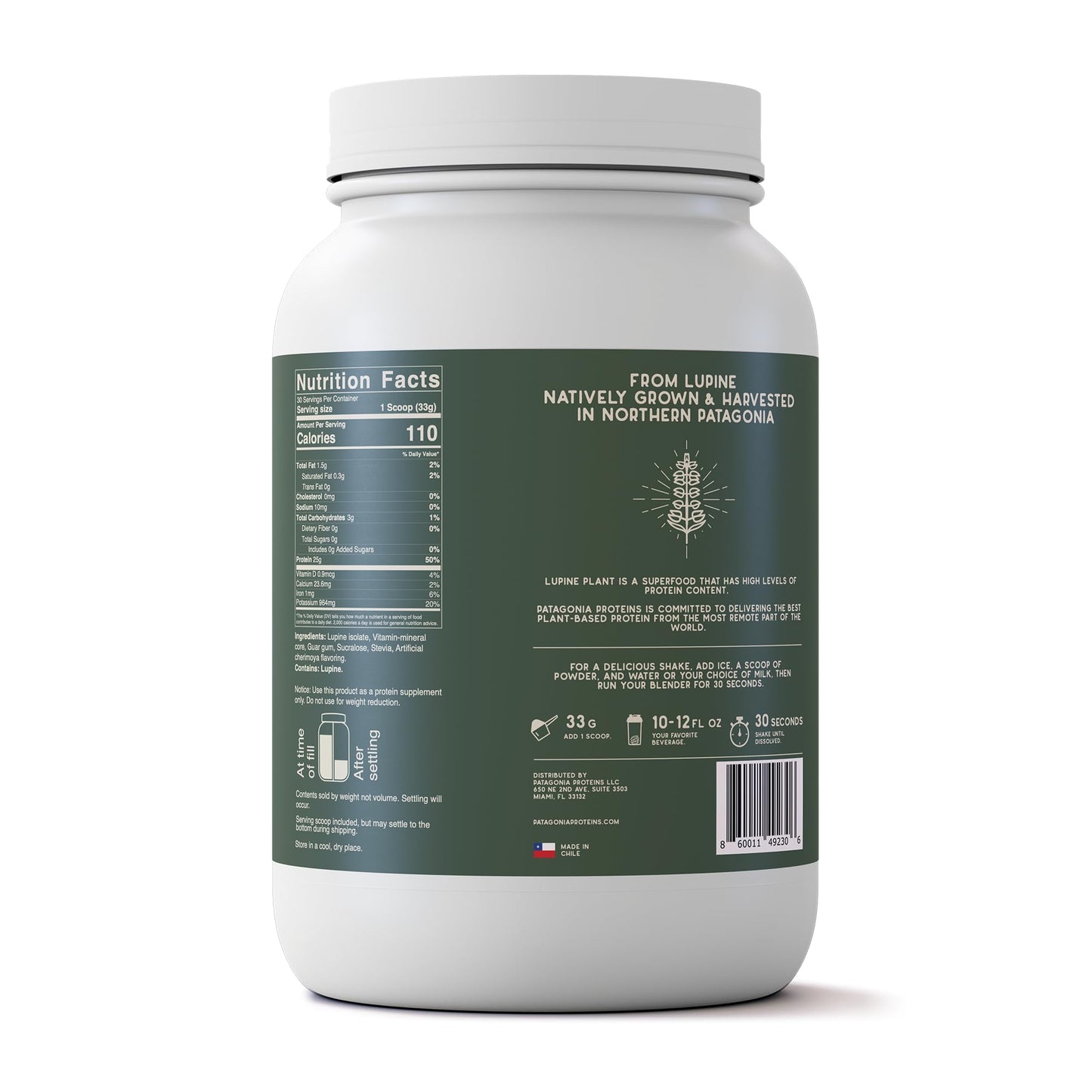 Patagonia Proteins Vegan Protein Powder Harvested in Chile Inca Cherimoya, 2.2 lb, 30 Servings