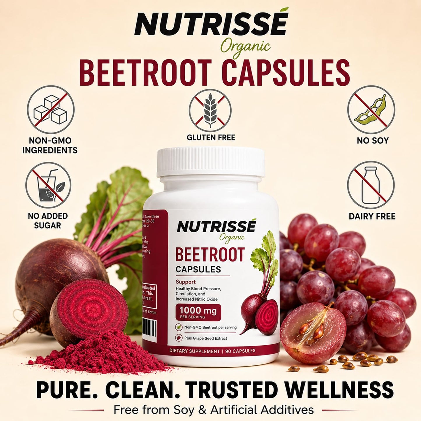 Nutrisse Organic Beetroot Capsules 90 Capsules