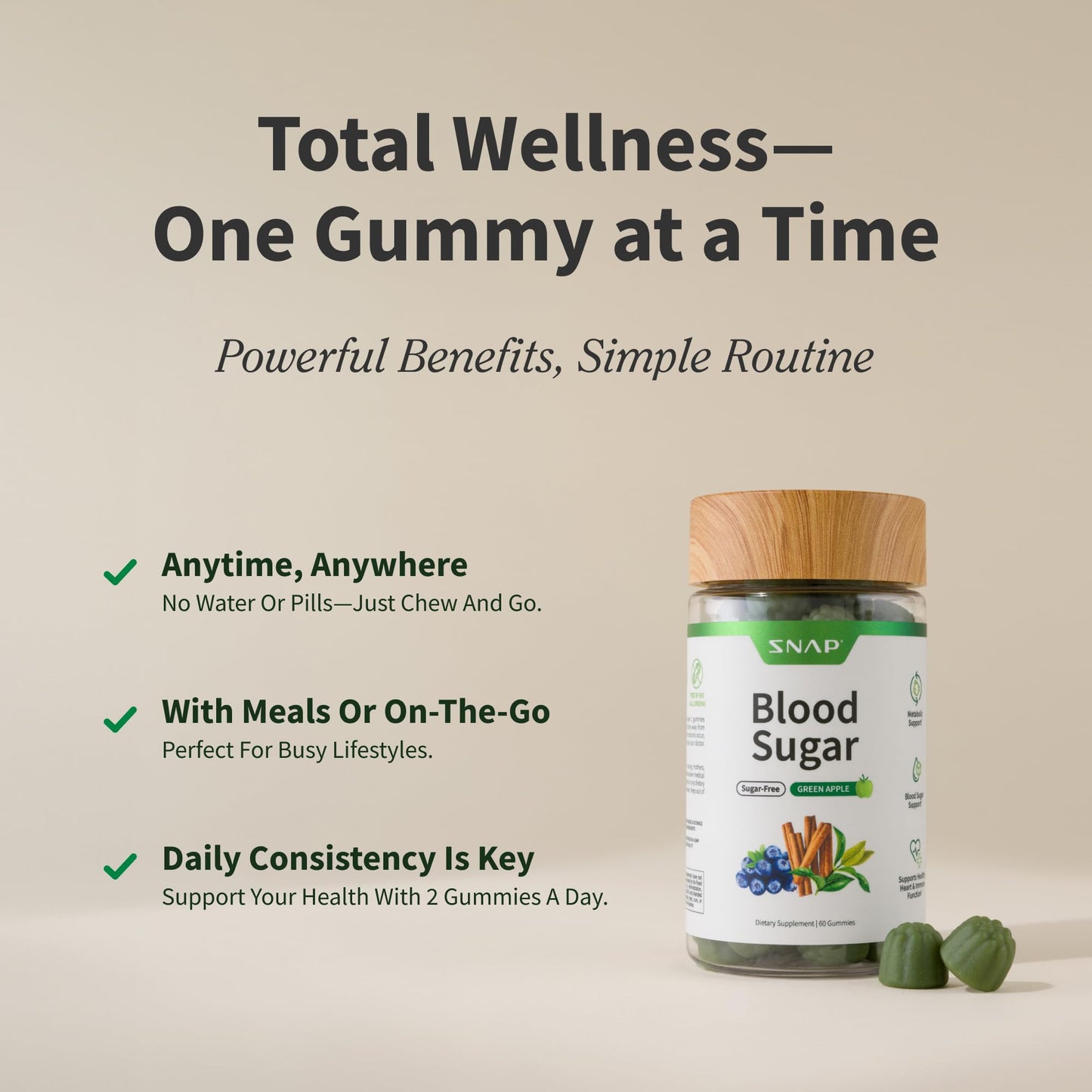 Snap Supplements Blood Sugar Gummies, 60 Gummies